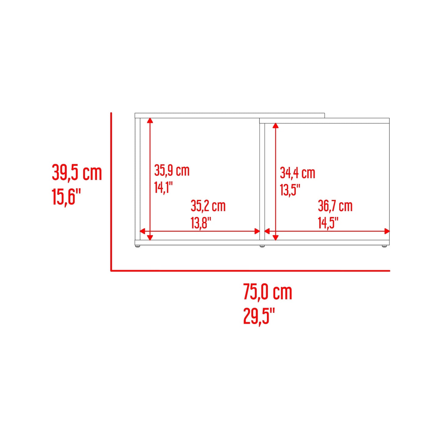 Mesa De Centro Cuera 39X75X42 Rta Capri Wengue