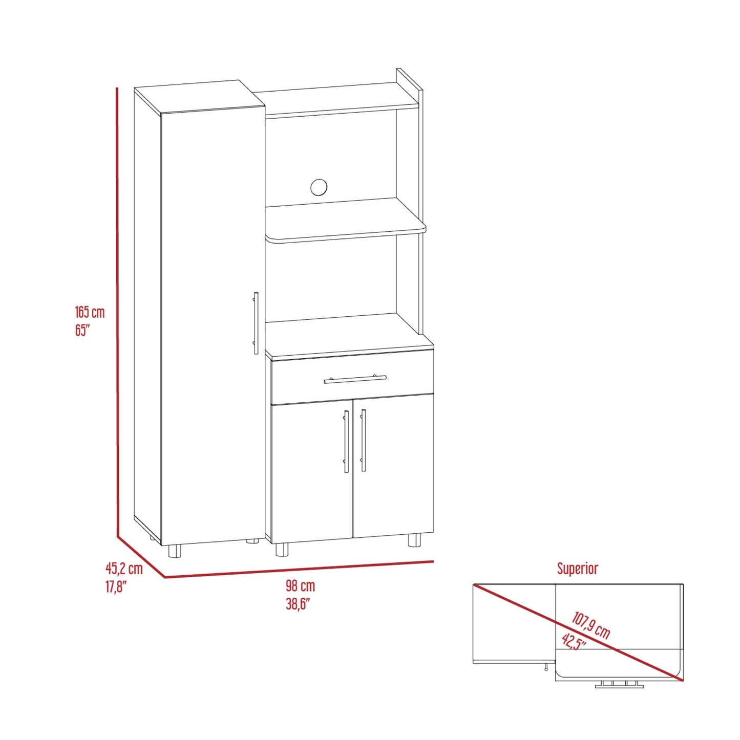 Alacena Pantress 165X98X45 Rta Blanco