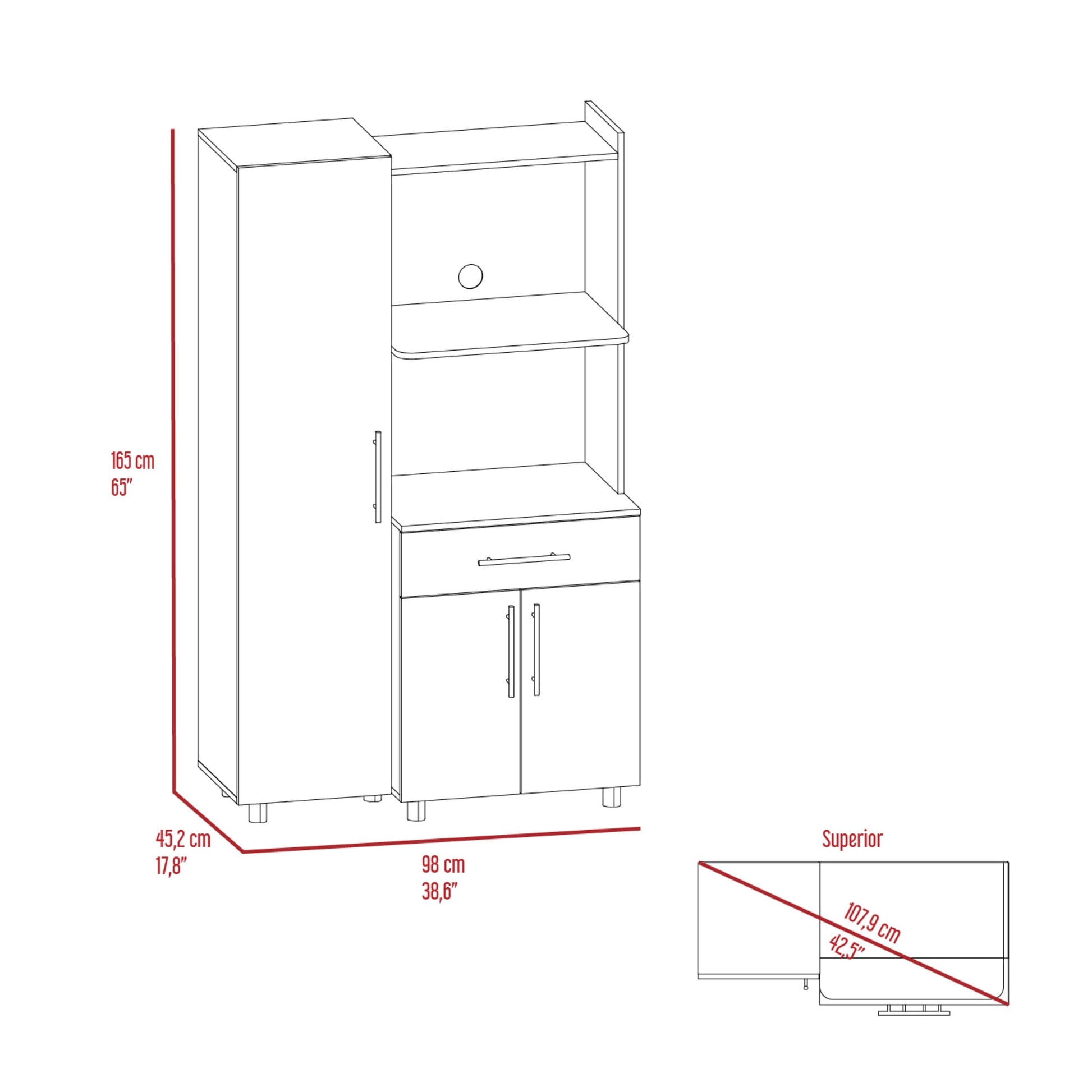Alacena Pantress 165X98X45 Rta Blanco