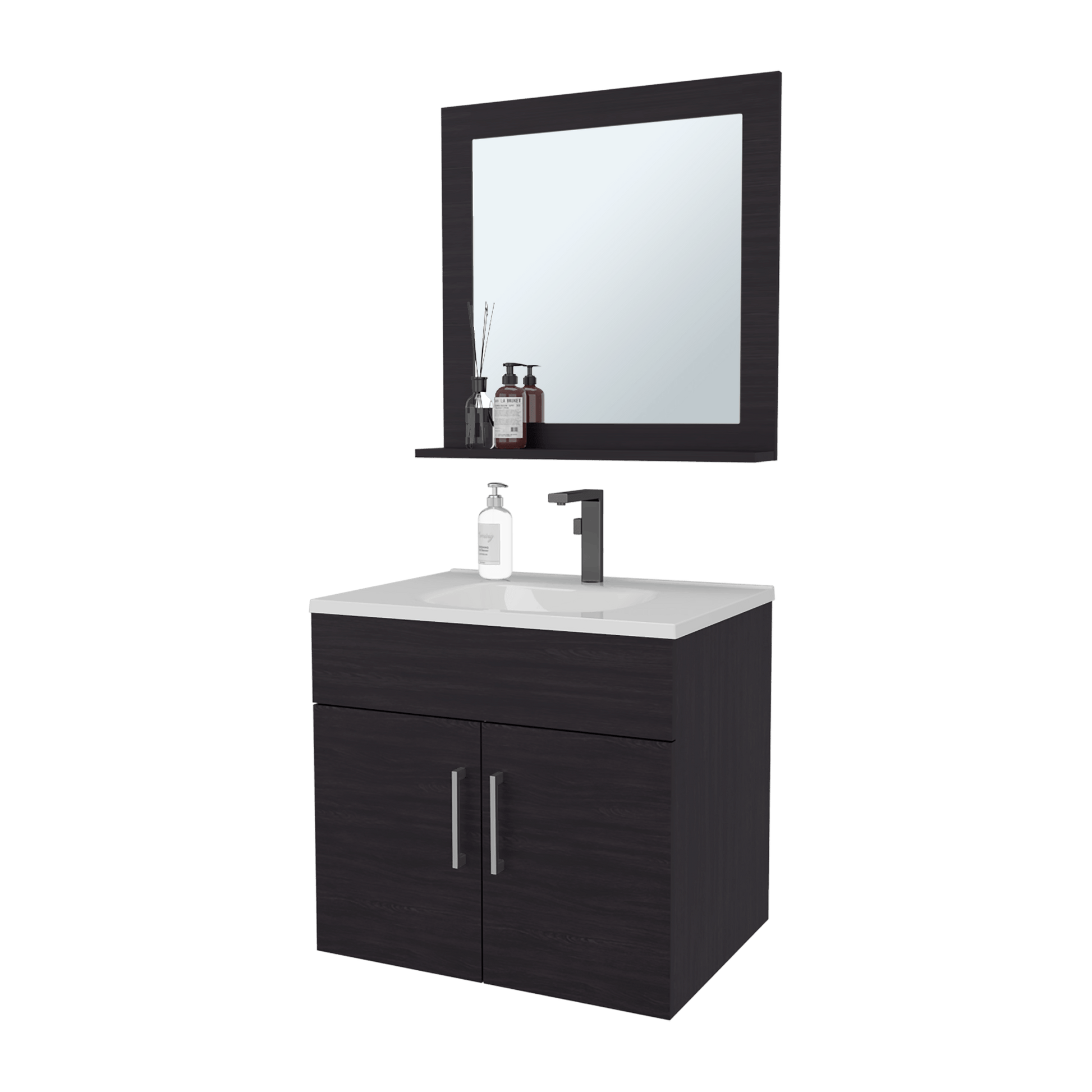 Set Mueble De Baño Blake + Espejo 53X61X45 Rta Wengue Zf