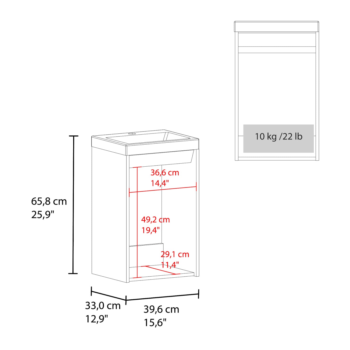 Mueble Lavamanos Syracuse 60X39X33 Rta Blanco Mqz Pino Zf
