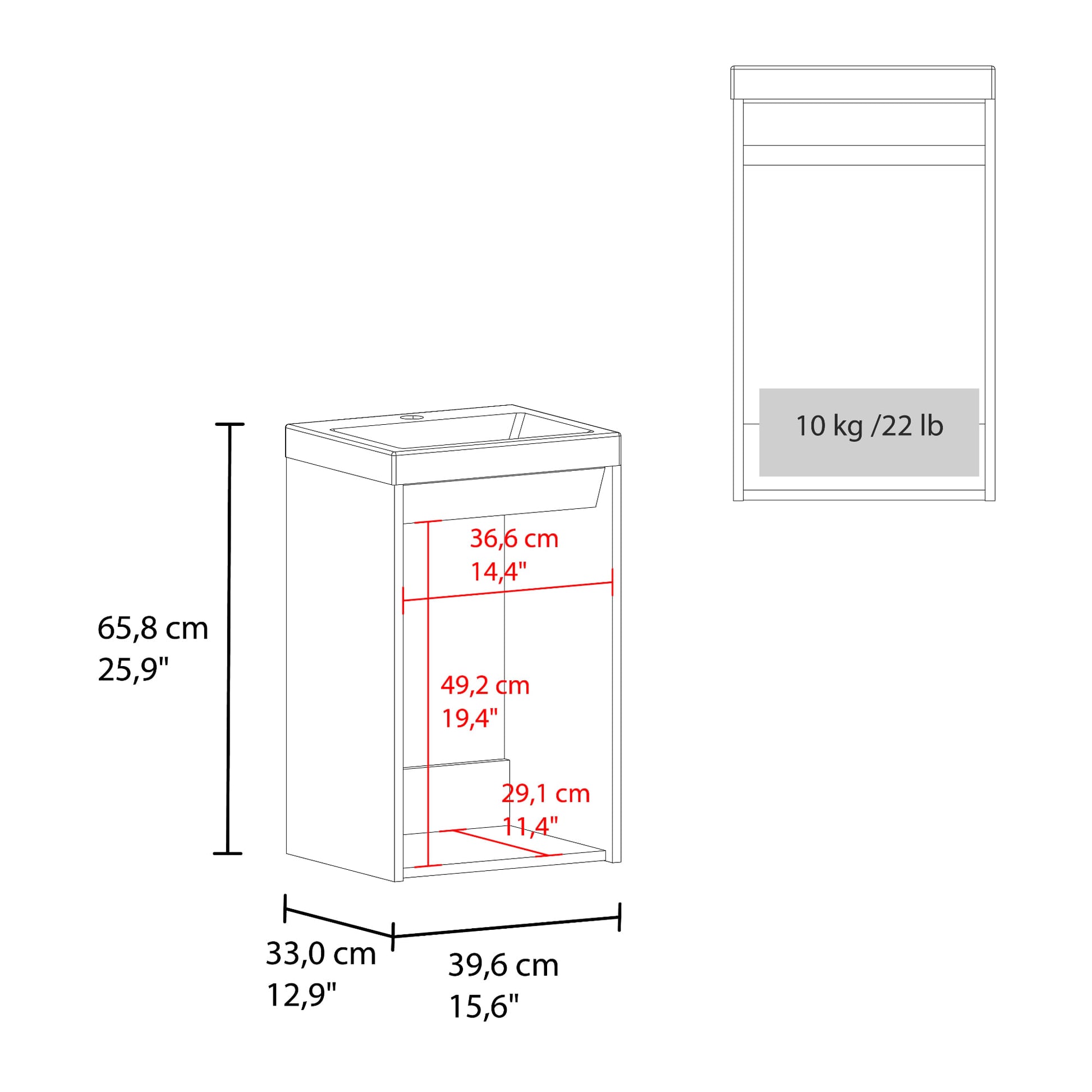 Mueble Lavamanos Syracuse 60X39X33 Rta Blanco Mqz Pino Zf