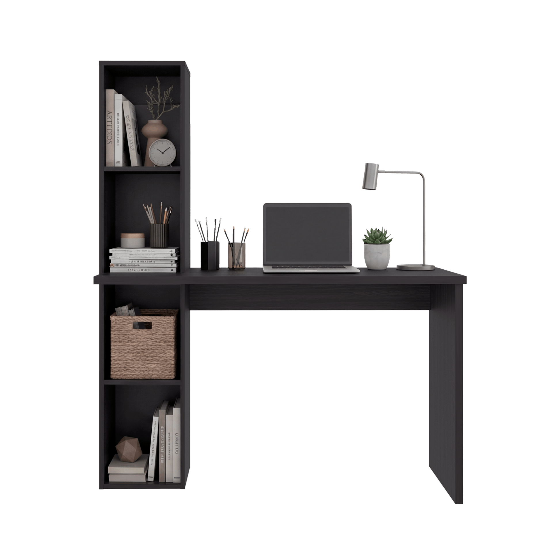 Escritorio Biblioteca Aston 145X120X45 Rta Wengue Zf