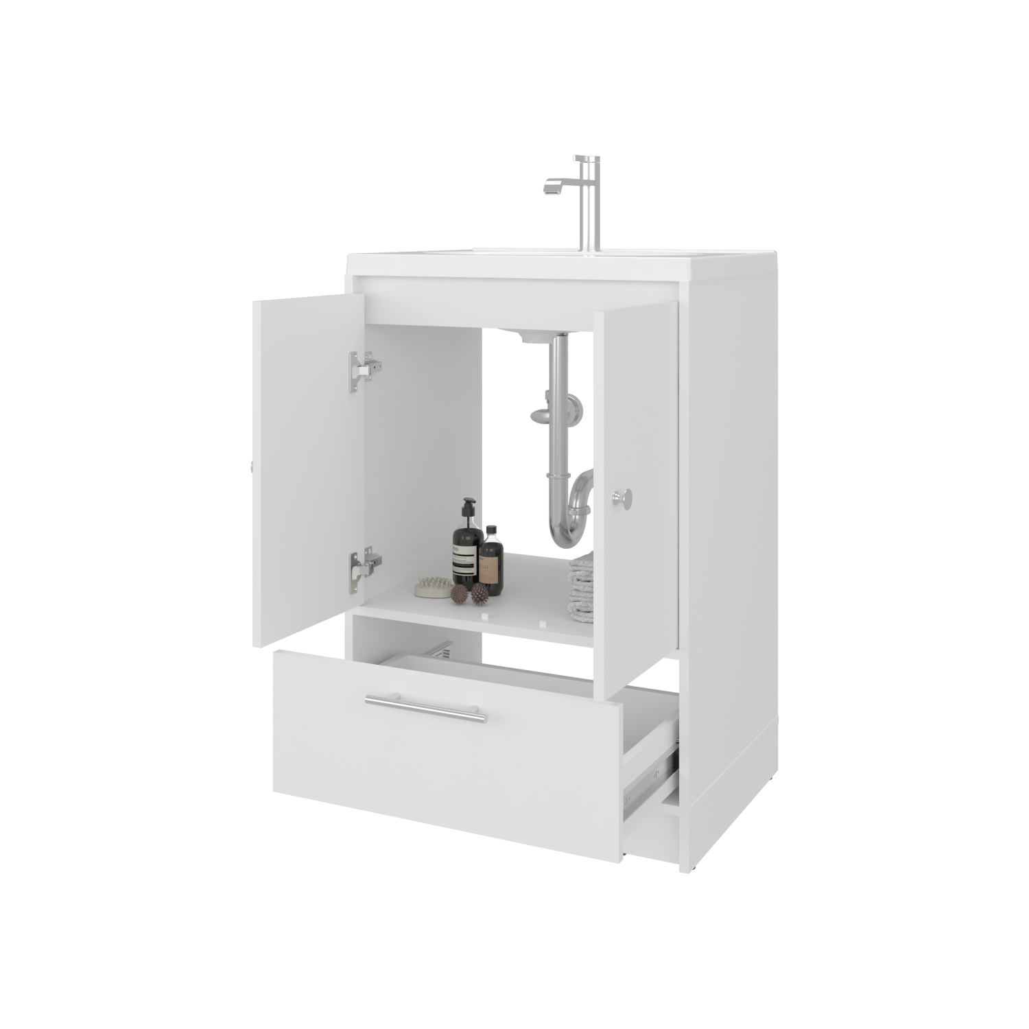 Mueble Para Lavamanos Madison 60 A Piso 89X60X45 Rta Blanco Mqz Zf