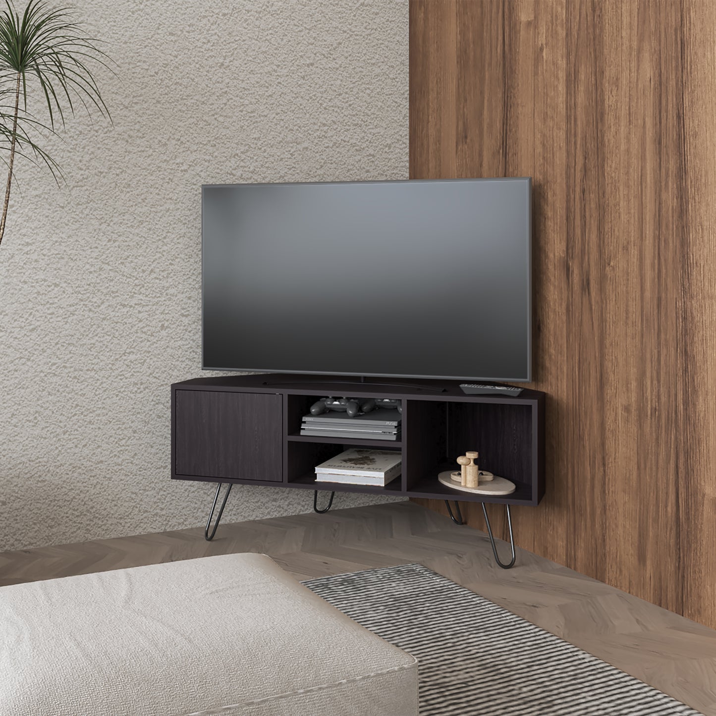 Rack Tv Esquinero Lancaster 50X115X55 Rta Wengue Zf