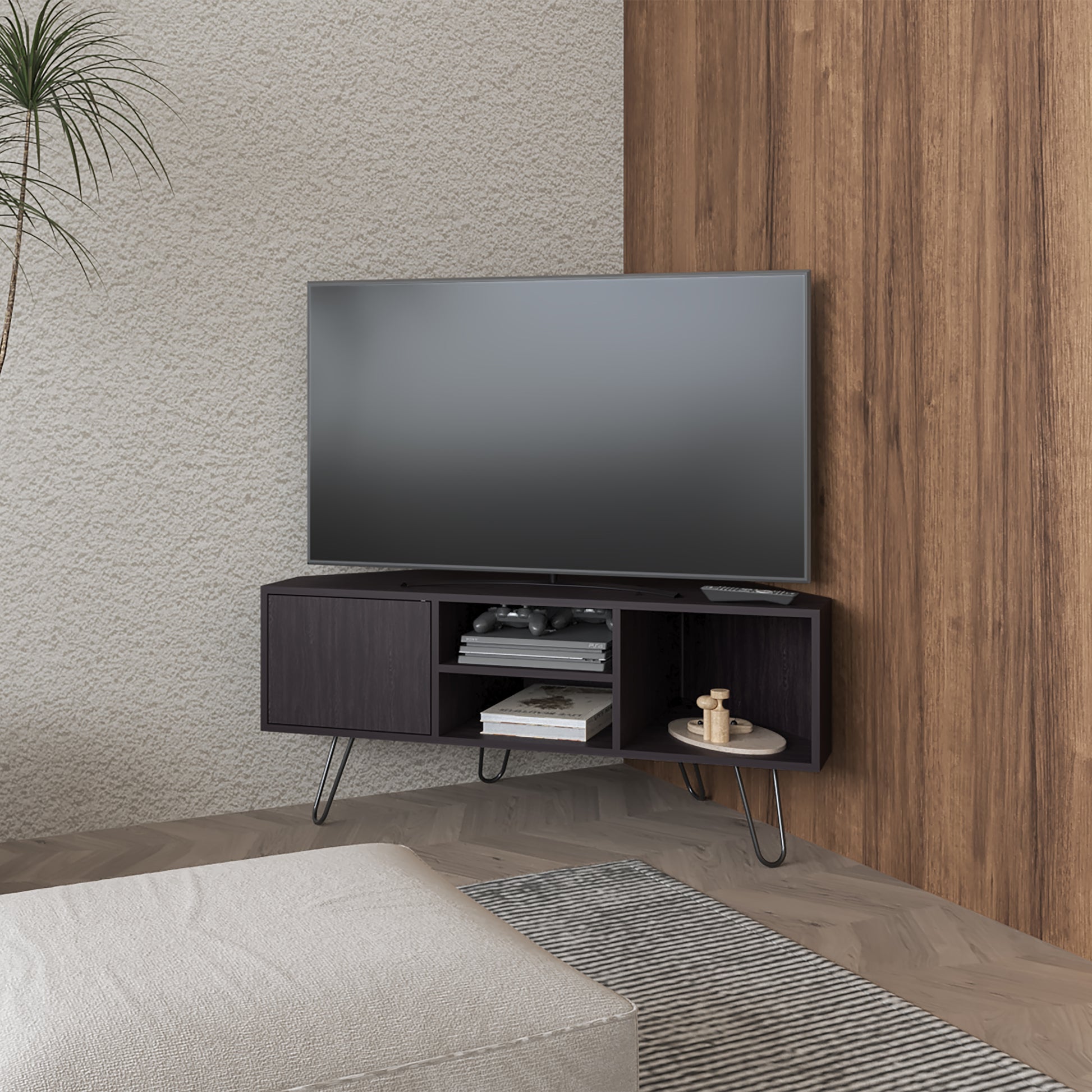 Rack Tv Esquinero Lancaster 50X115X55 Rta Wengue Zf