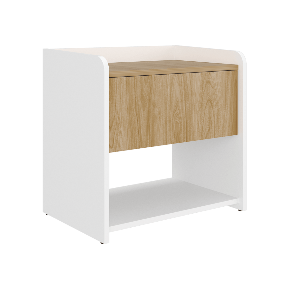 Mesa De Noche Fidelis 50X52X35 Rta Blanco Fresno Zf