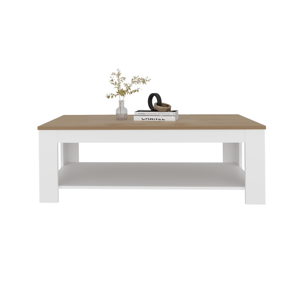 Mesa De Centro Cecil 41X120X60 Rta Blanco Fresno Zf
