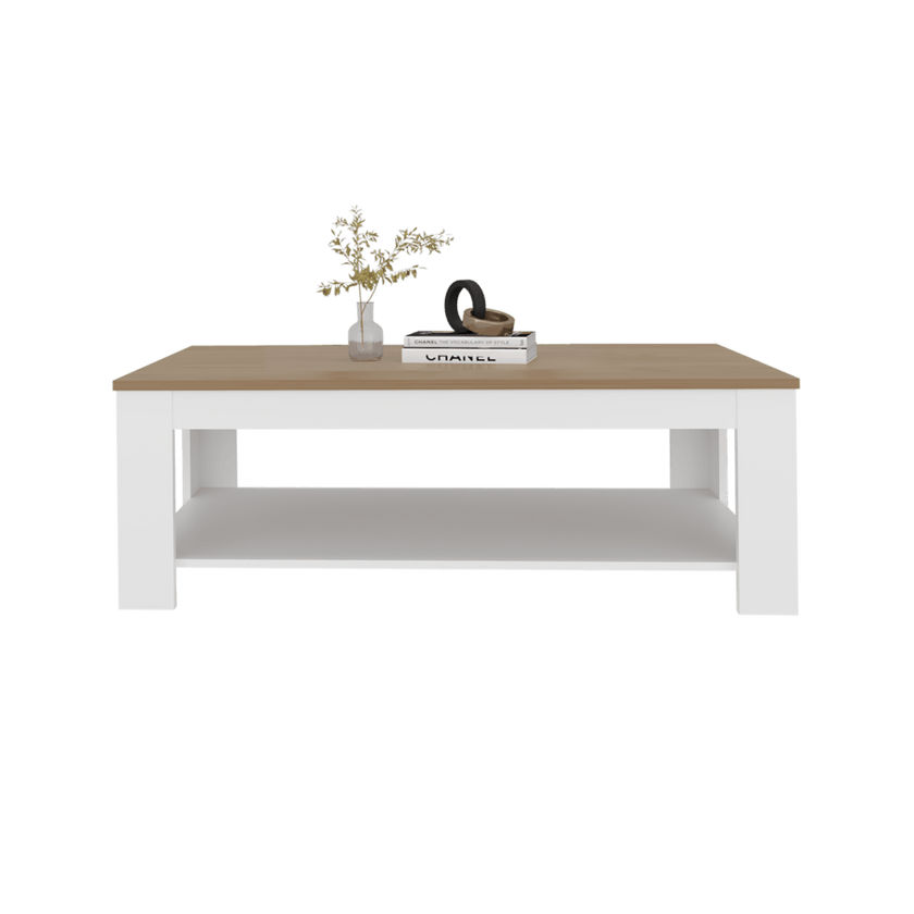 Mesa De Centro Cecil 41X120X60 Rta Blanco Fresno Zf