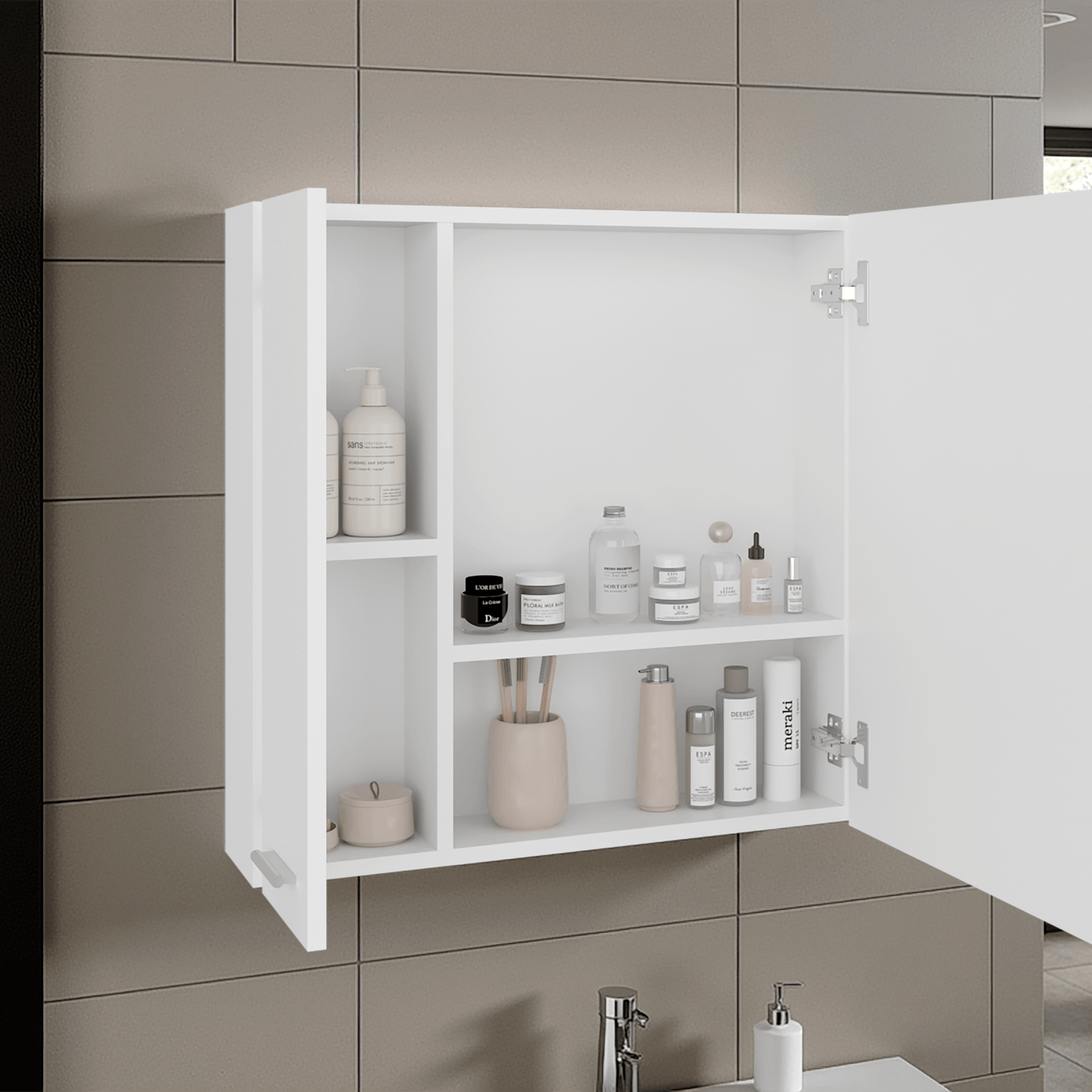 Botiquin Con Espejo Barcelona 60X60X14 Rta Blanco Zf