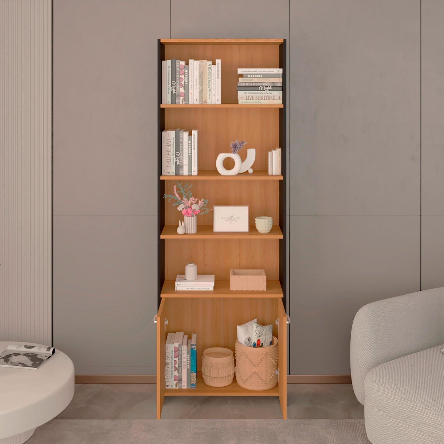 Biblioteca Lisa 180 Con Puertas 180 X63X26 Rta Fresno Wengue