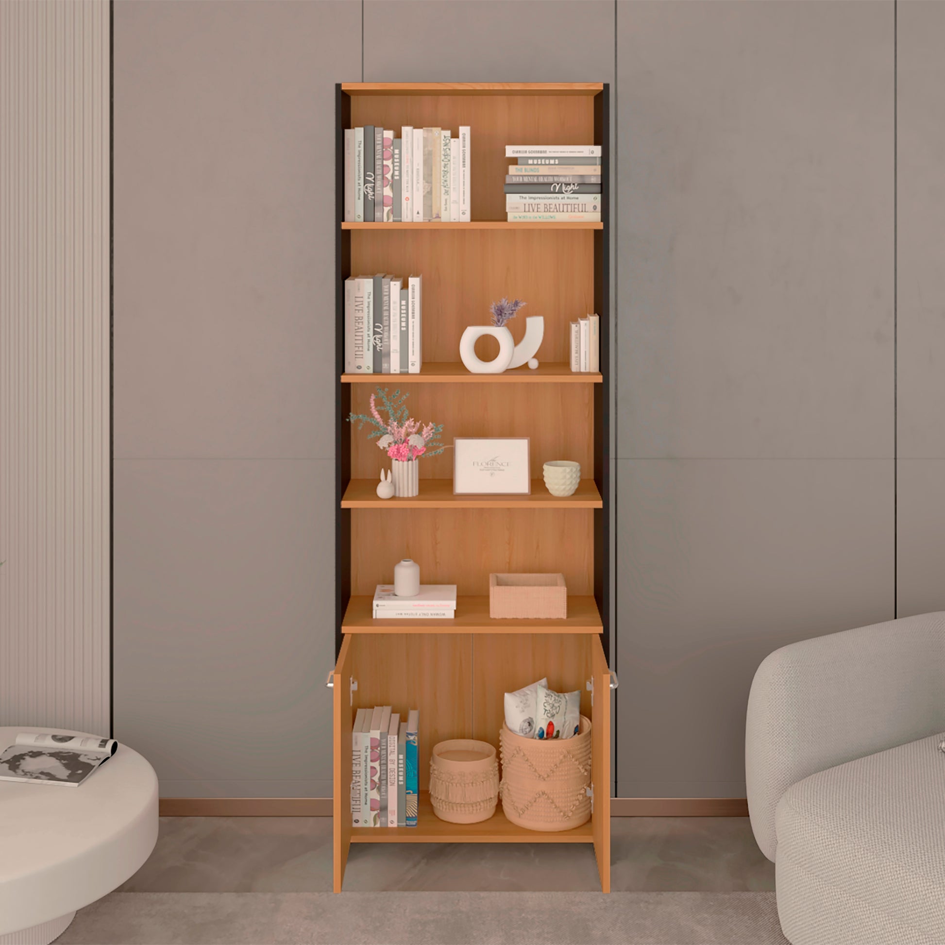 Biblioteca Lisa 180 Con Puertas 180 X63X26 Rta Fresno Wengue
