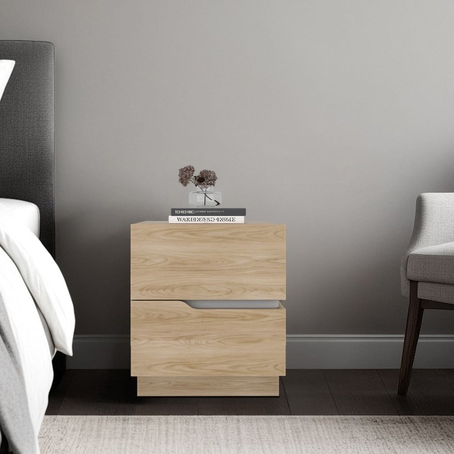 Mesa De Noche Bonnie 50X45X40 Rta Fresno Blanco