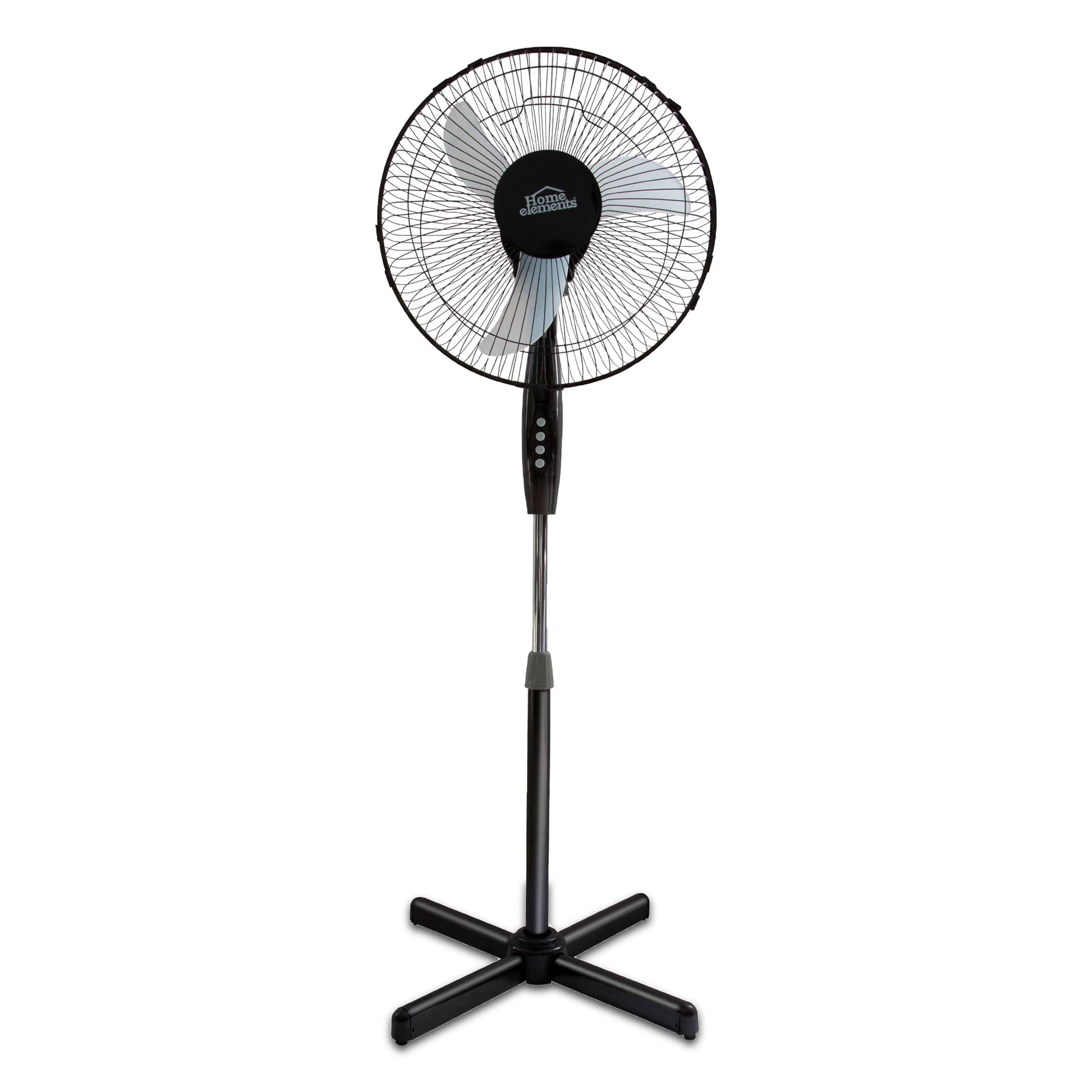 Ventilador Pedestal Home Elements 16 P, 3 Aspas - Negro Práctico Para Tu Hogar