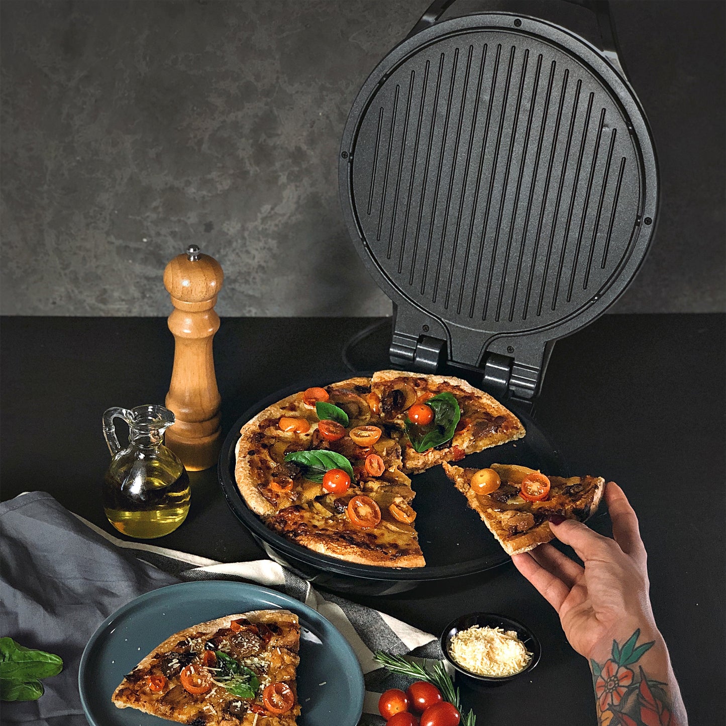 Pizza Maker Y Sanduchera Grill He-828G Home Elements