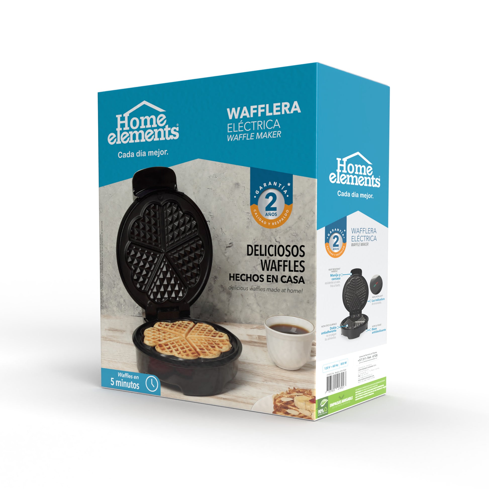 Wafflera Negra 20 Cm Antiadherente Home Elements