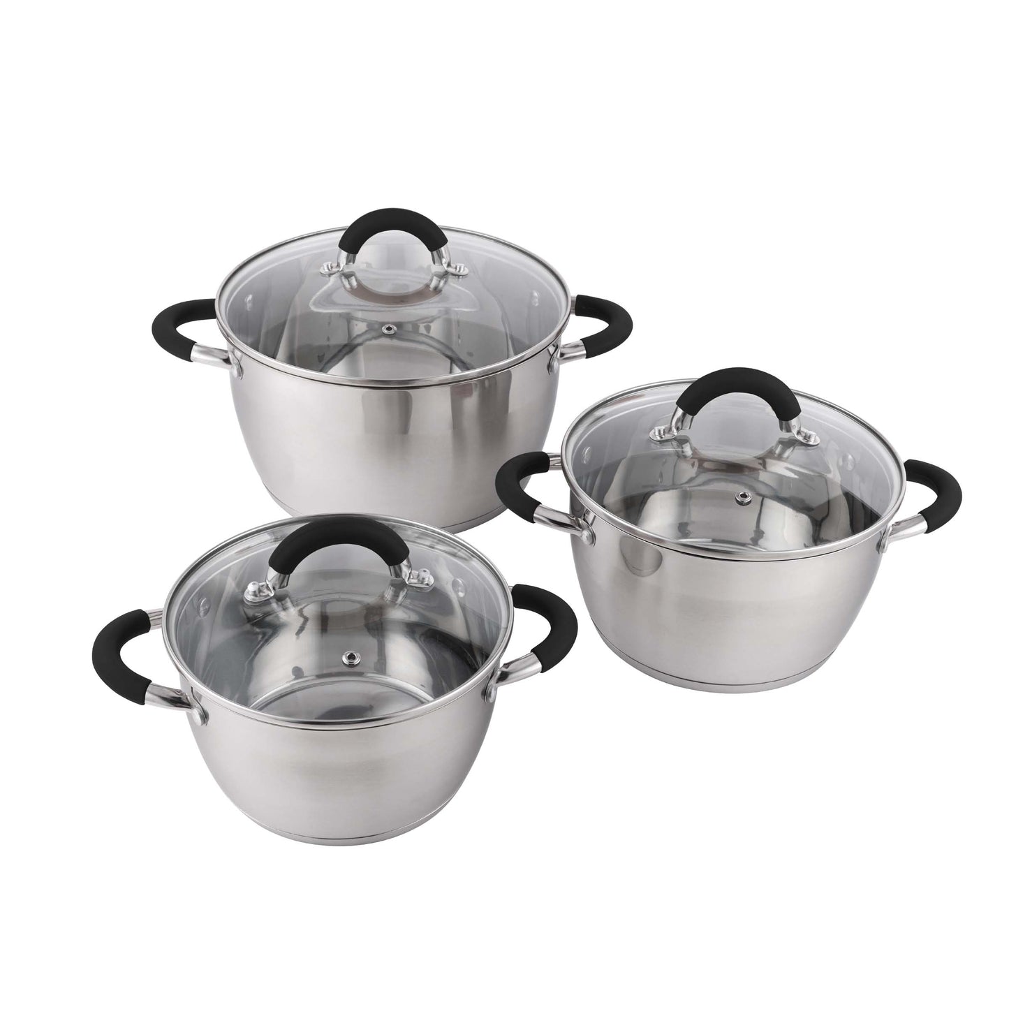 Set X 3 Ollas Con Tapa Acero Inox 18Cm 20Cm 24Cm Home Elements