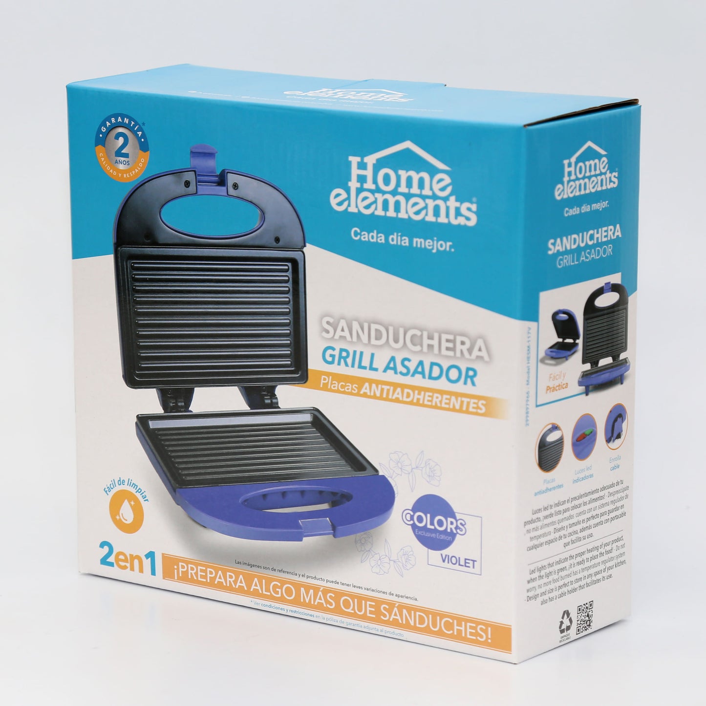 Sanduchera Platos Grill Violet Hesm-117V Home Elements