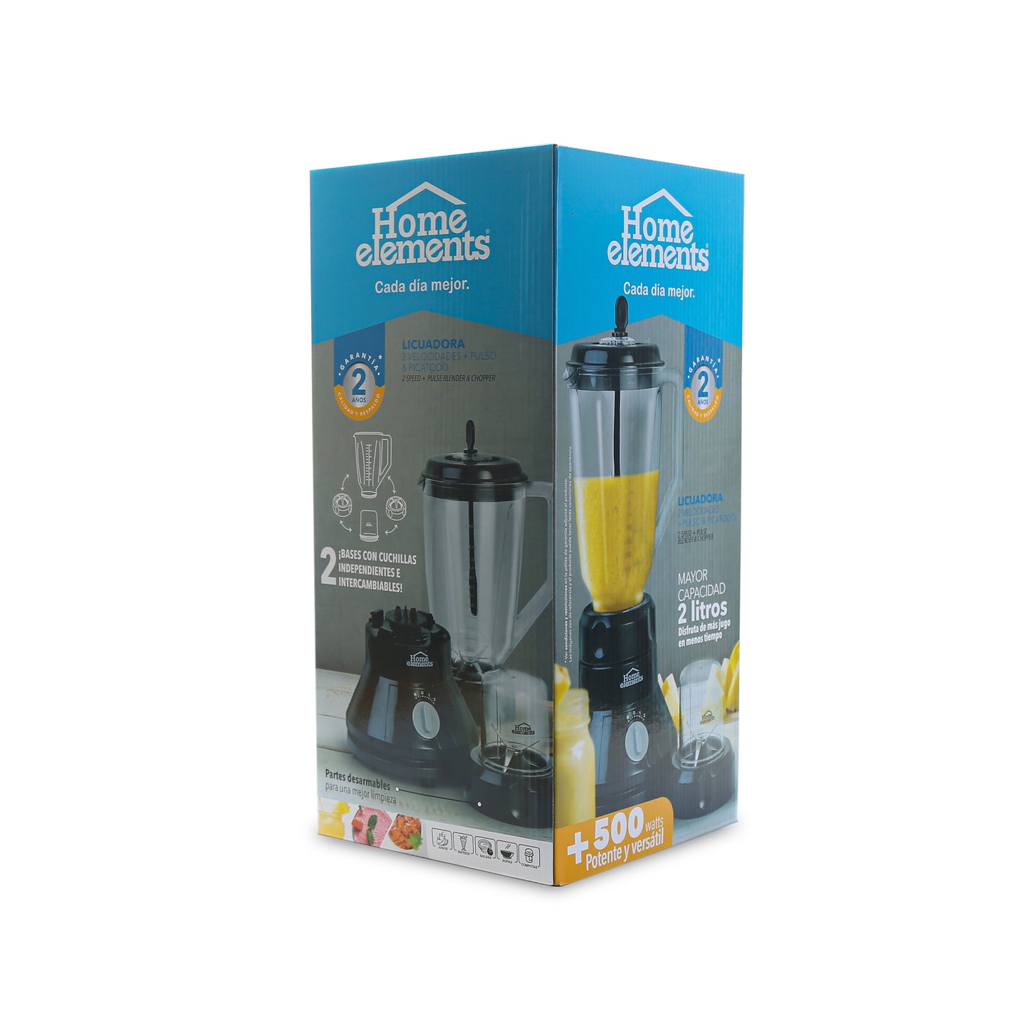 Licuadora 2 Velocidades + Pulso Y Picatodo Home Elements