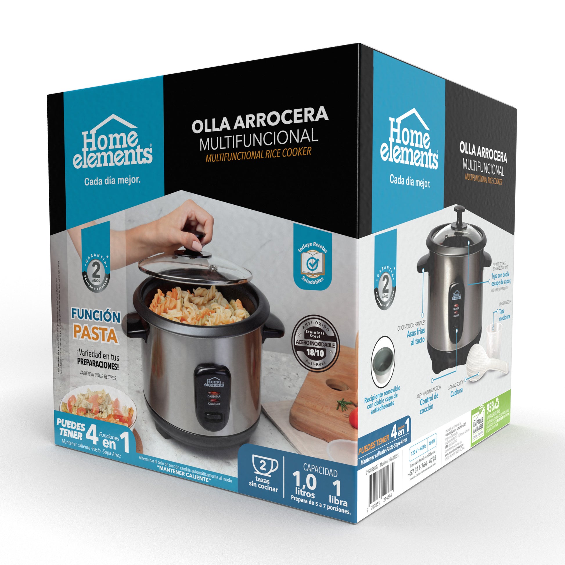 Olla Arrocera 1.0 Lts Acero Inox Home Elements