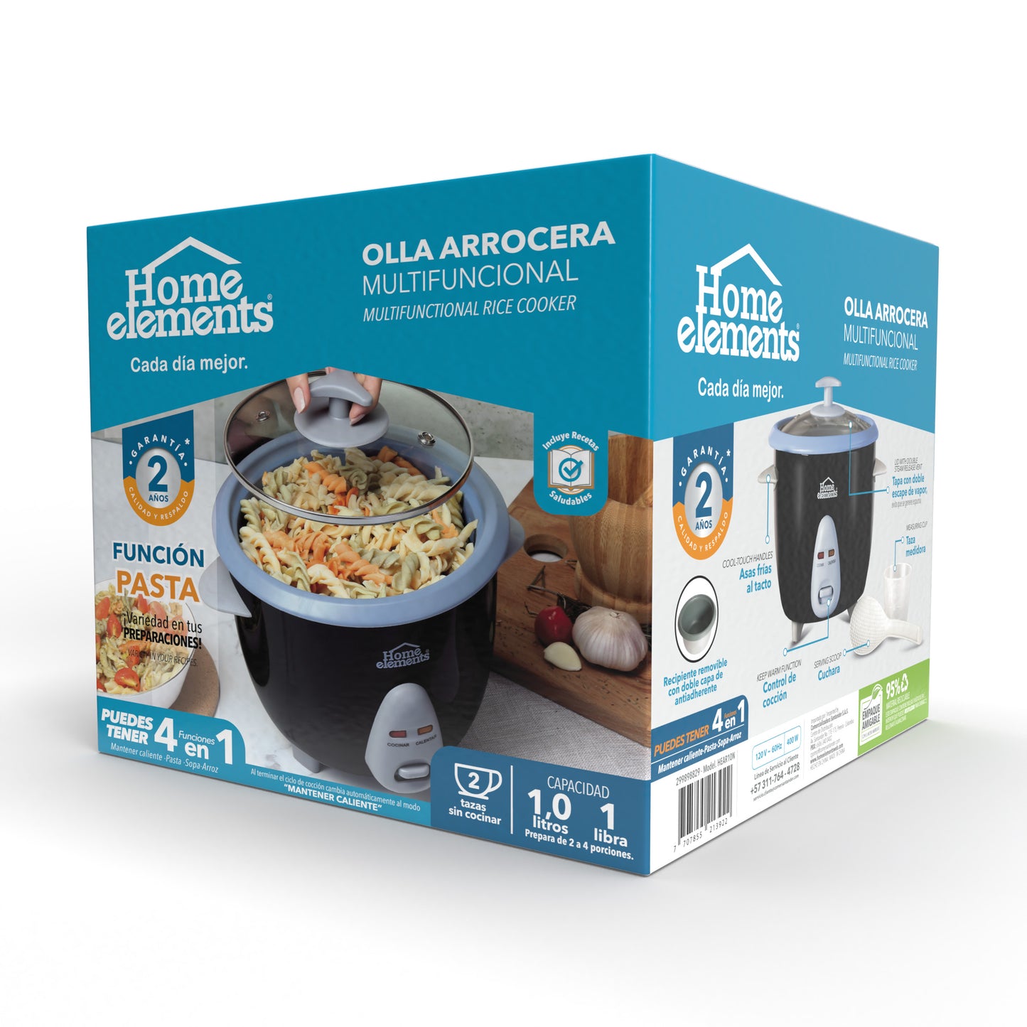 Olla Arrocera 1.0 Lts Negra Home Elements