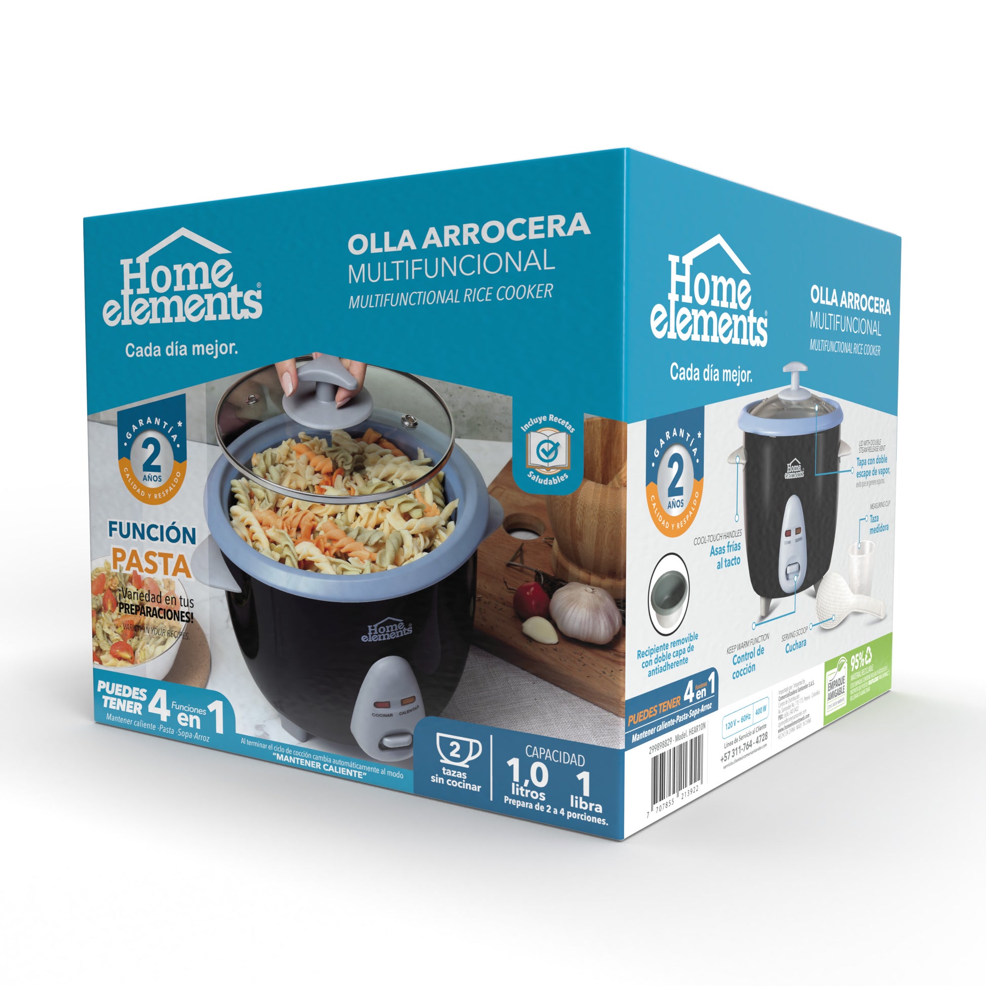 Olla Arrocera 1.0 Lts Negra Home Elements