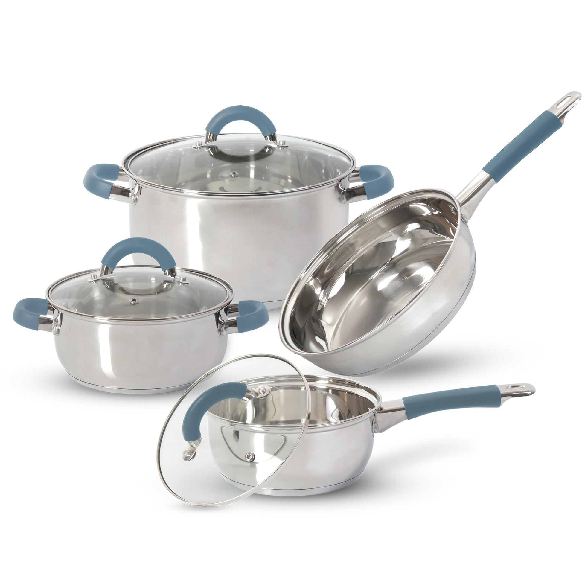 Batería De Cocina 7 Piezas Acero Inoxidable Home Elements