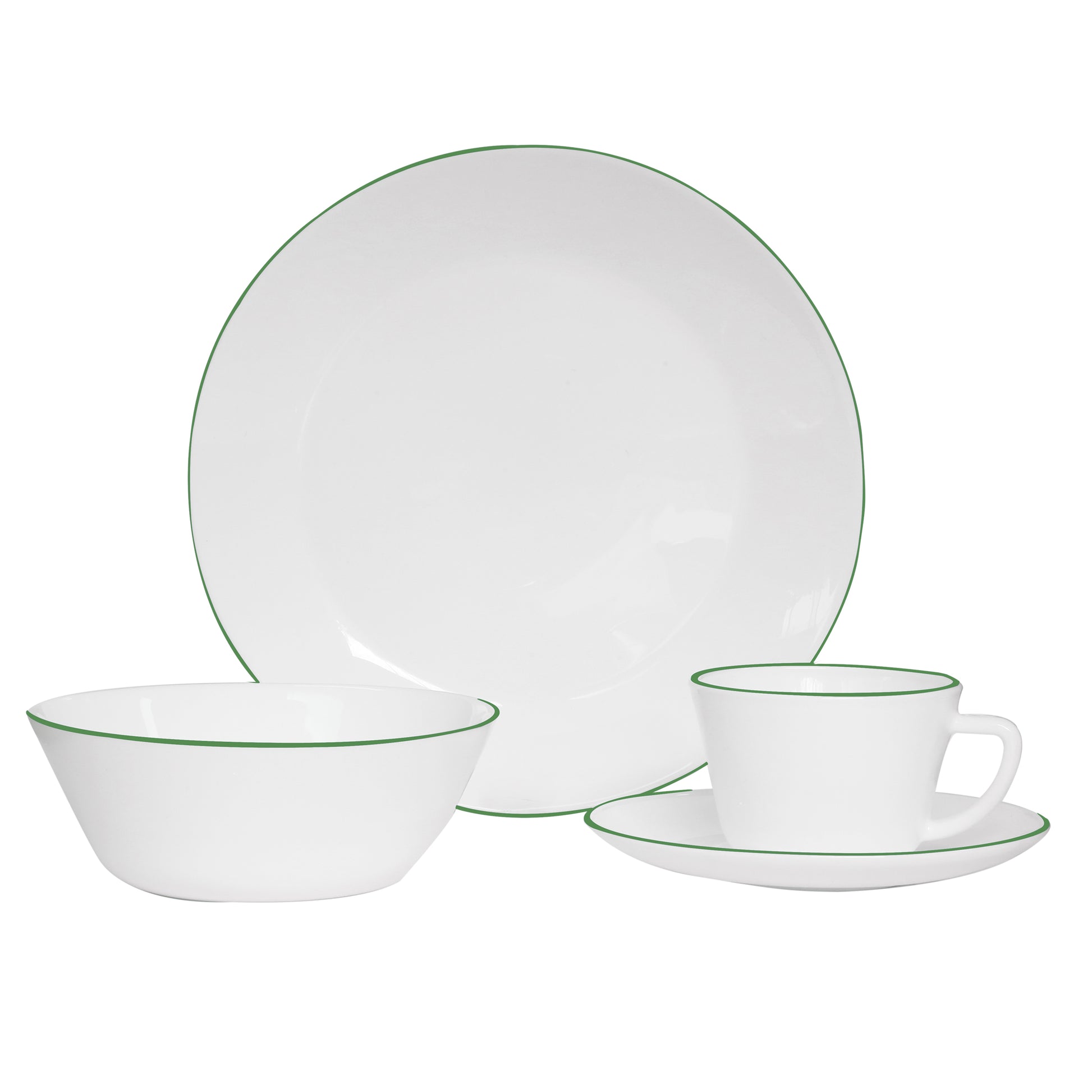 Vajilla Vitrocerámica Borde Verde Home Elements