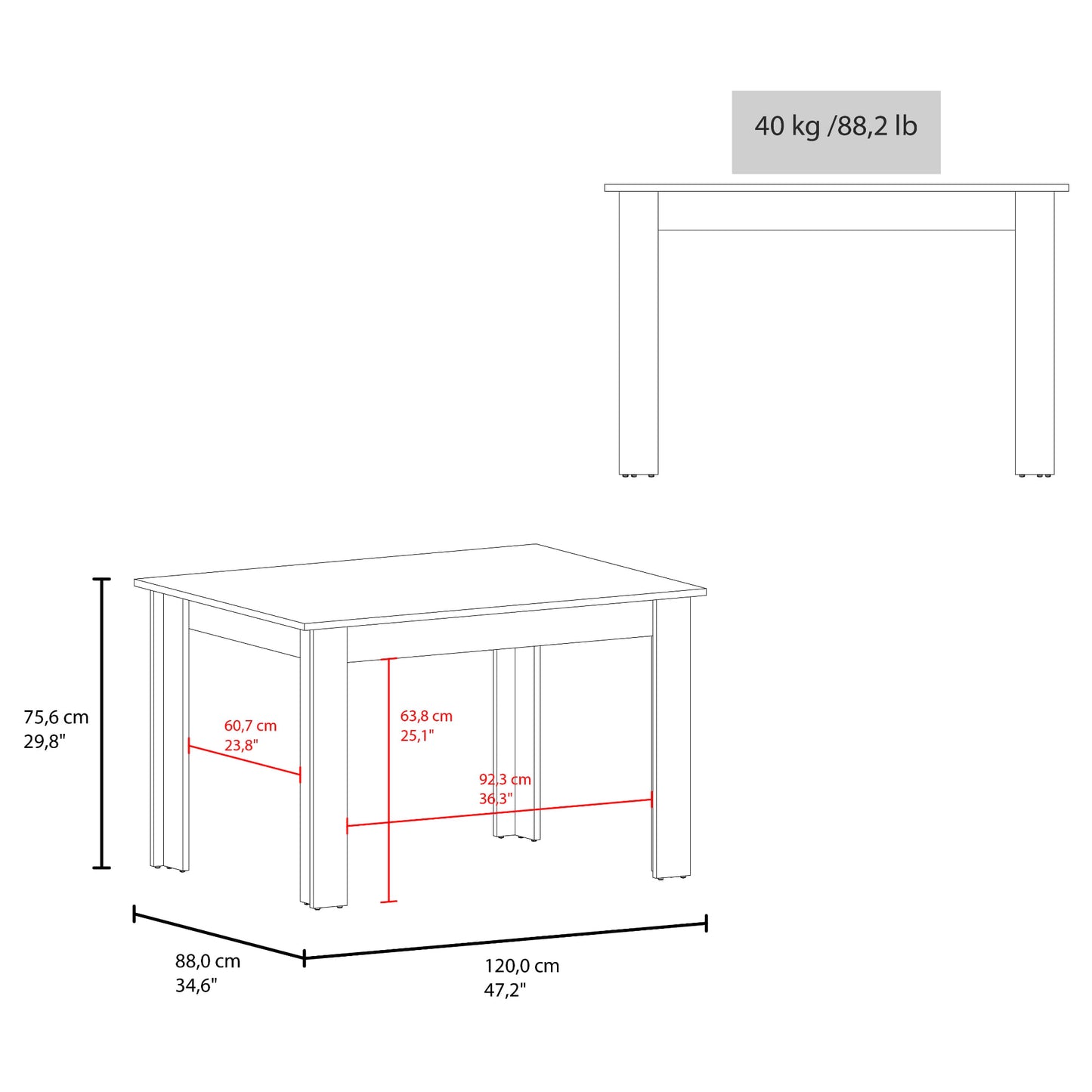 Comedor Portofino 75X120X88 Rta Avellana
