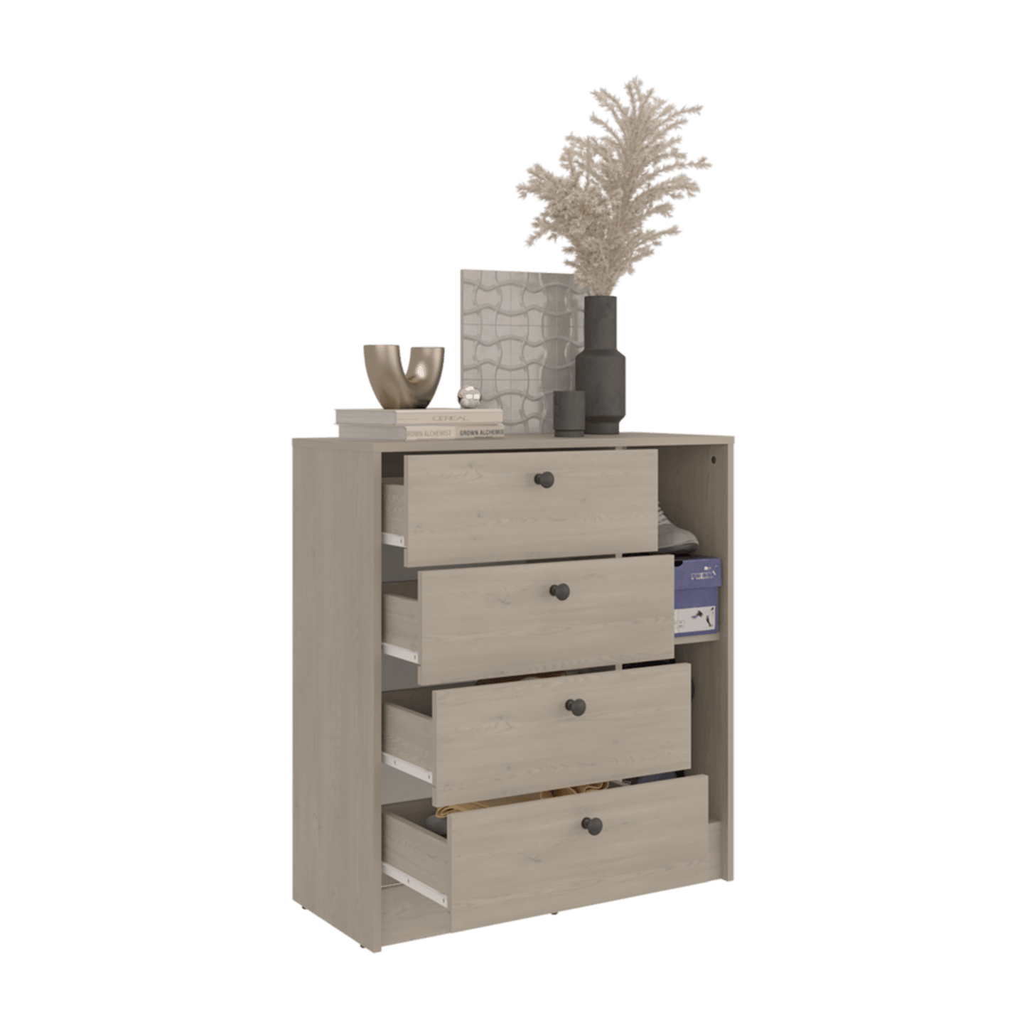 Comoda 4 Cajones Havana 89X80X35 Rta Cotta Blanco Zf