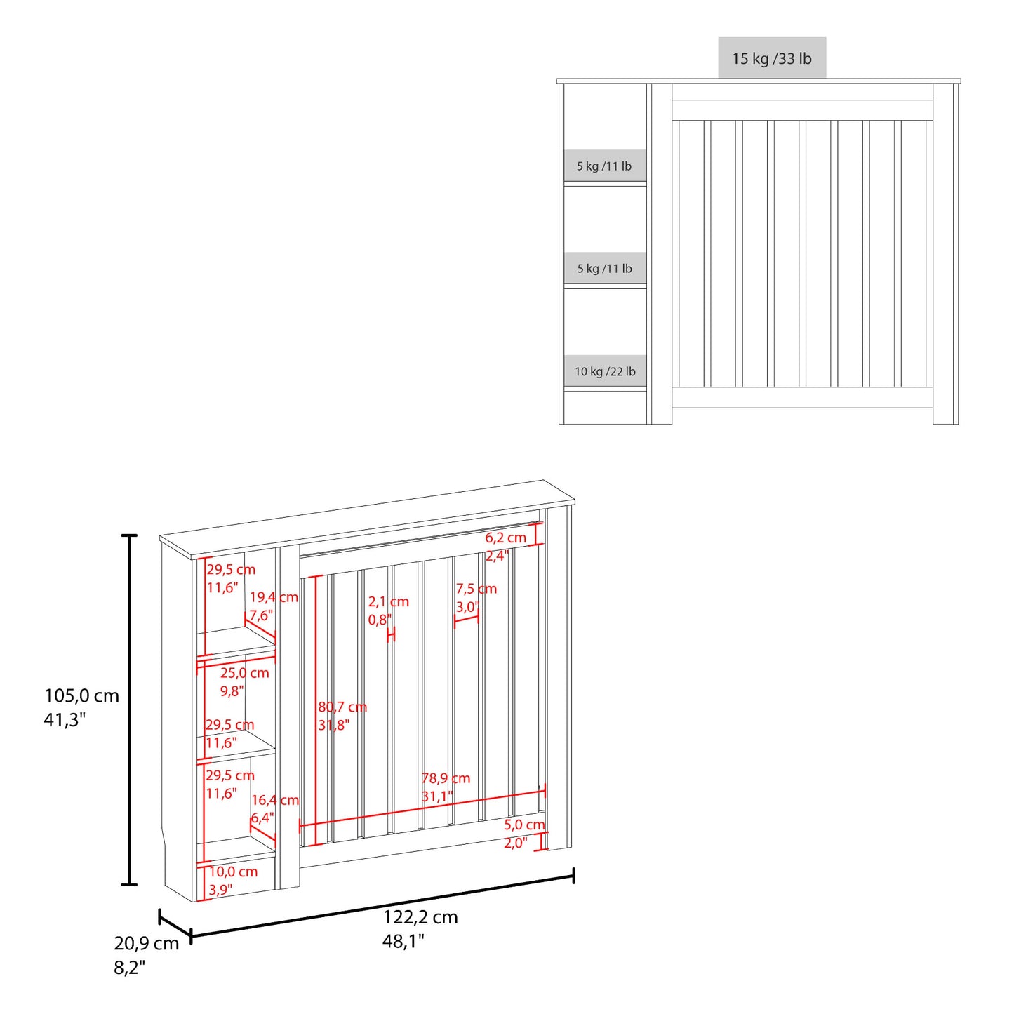 Mueble Auxiliar Radiador Joseph 105X122X20 Rta Milán Zf