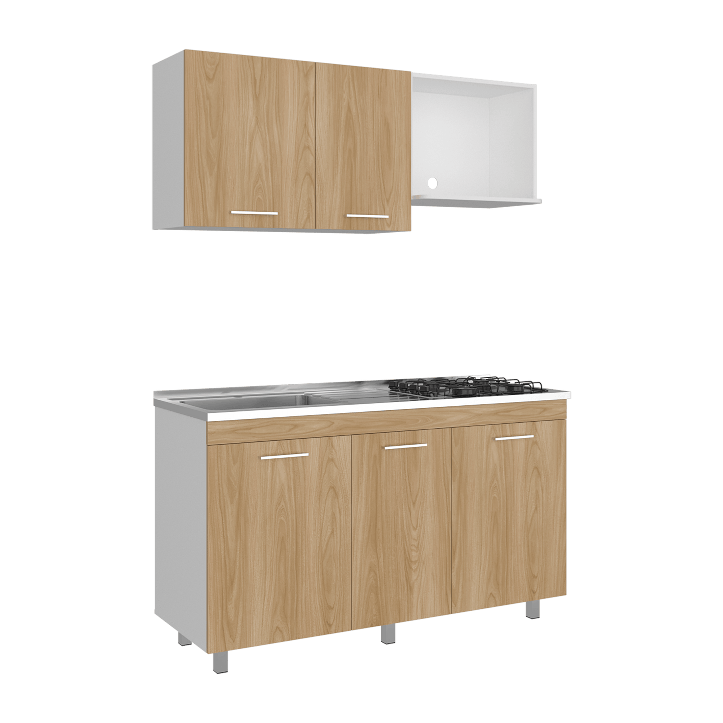 Cocina Miro 150 Izquierdo 60X150X40 Rta Blanco Fresno