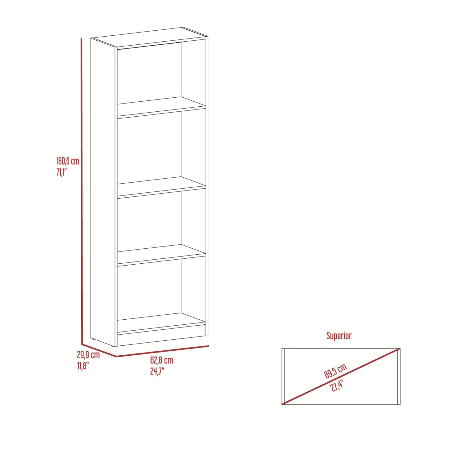 Estante Home E1 180X62X29 Rta Fresno Eu Blanco