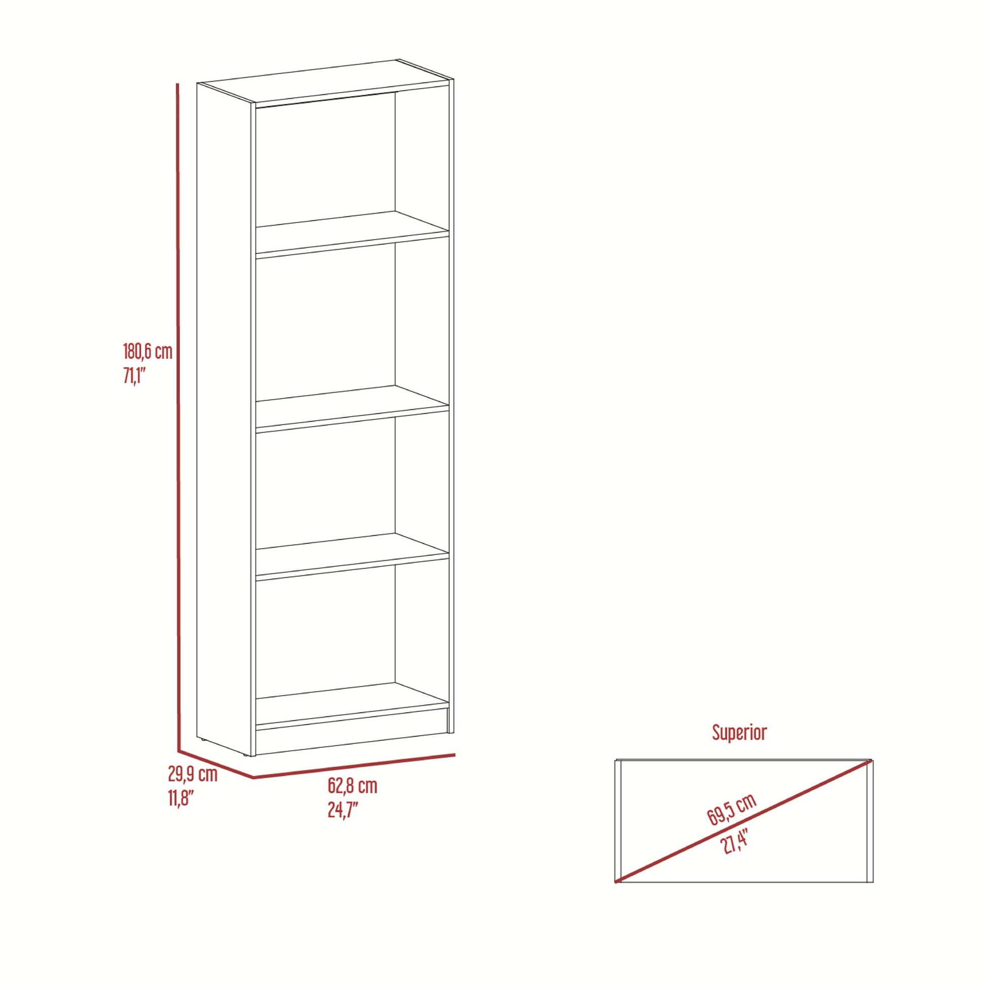 Estante Home E1 180X62X29 Rta Fresno Eu Blanco