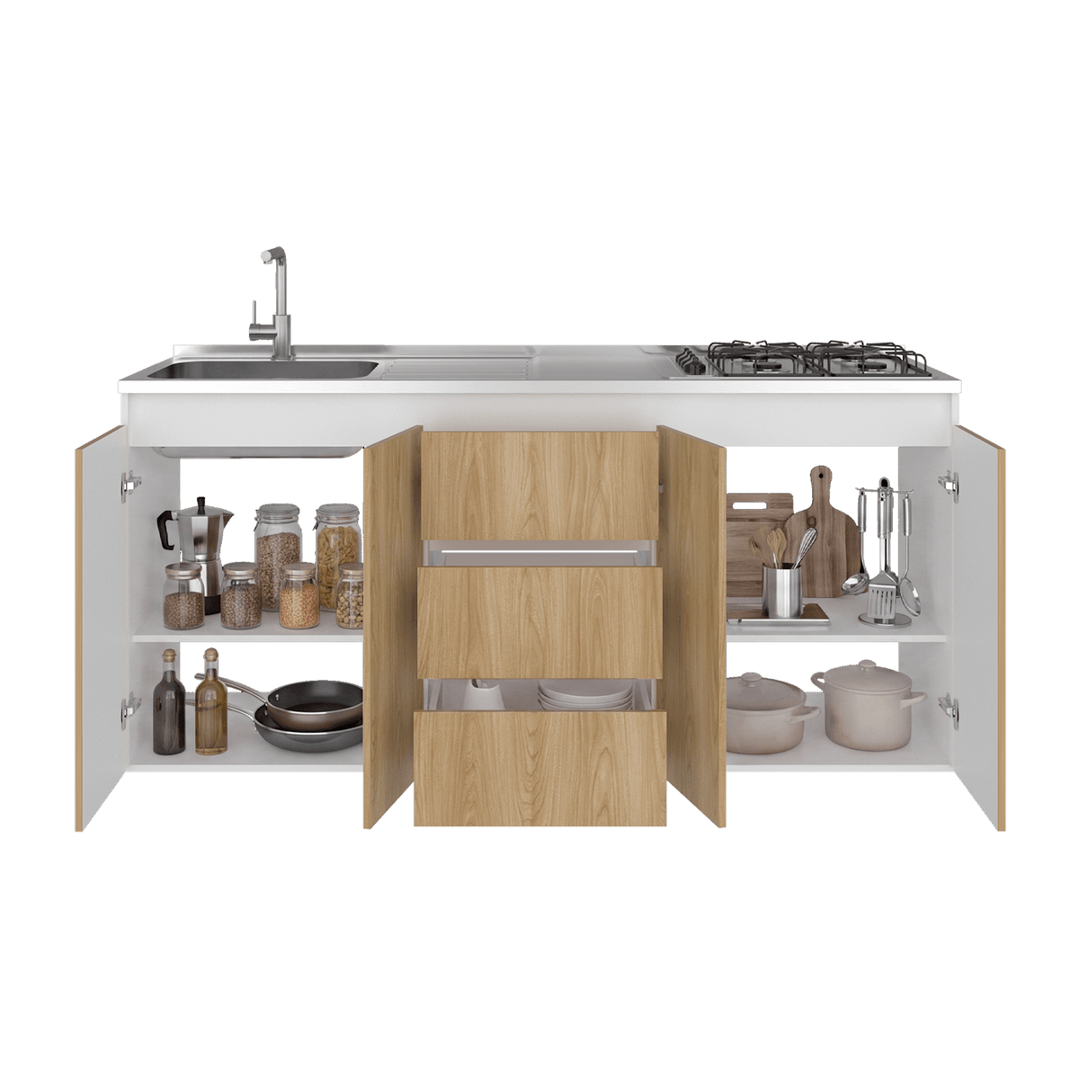 Mueble Inferior Cocina Izquierdo Boreal 89X179X50 Rta Fresno Blanco