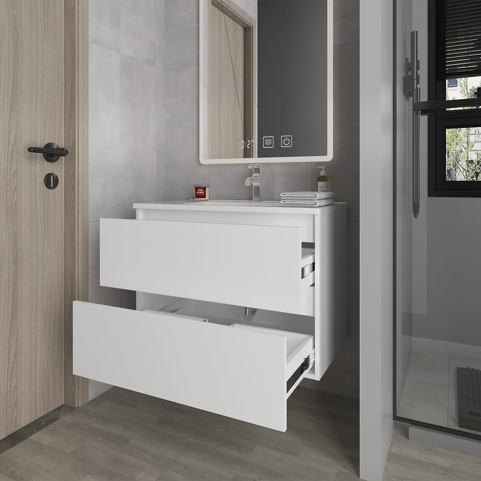Mueble De Baño Opalo 80 56X80X45 Rta Blanco Mqz Zf