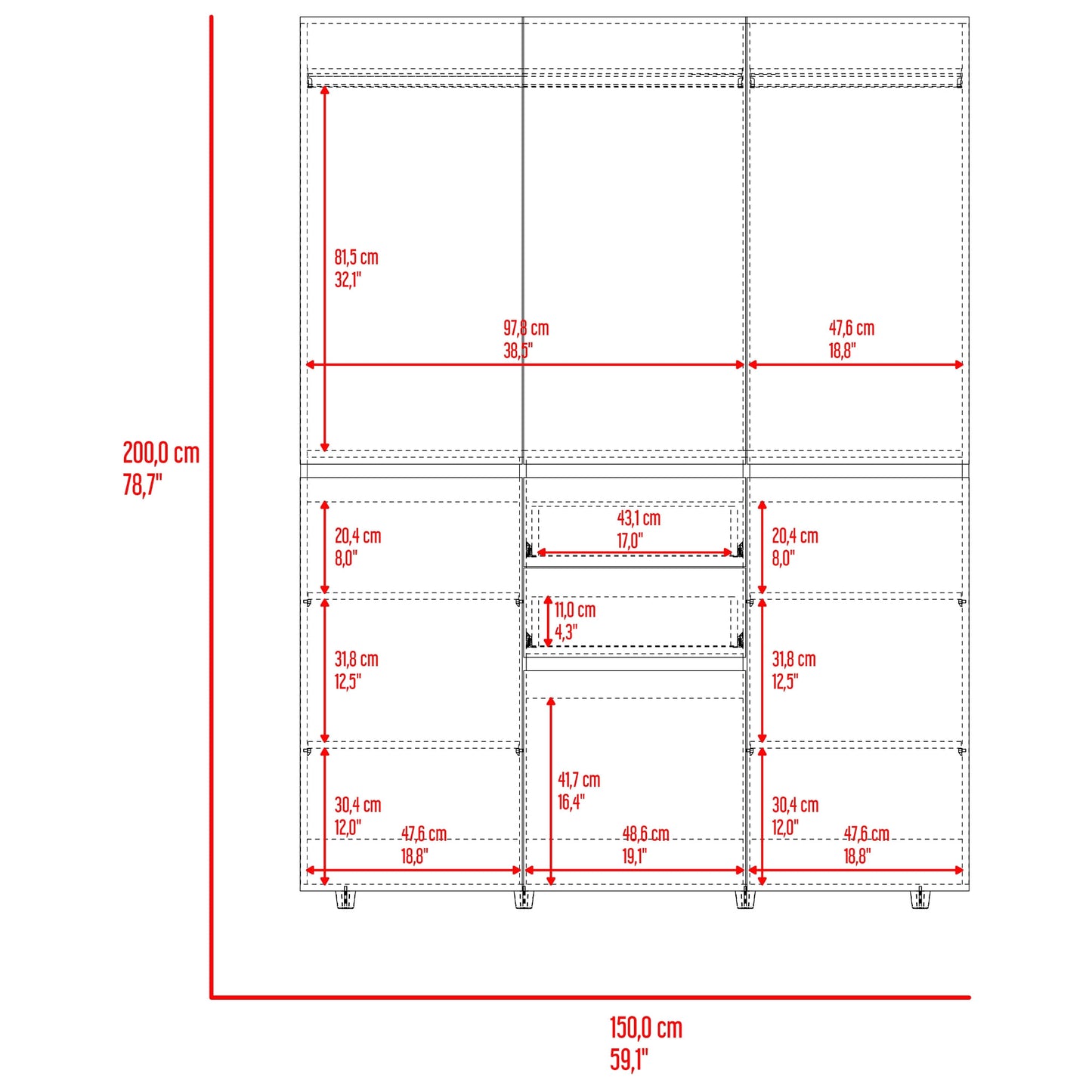 Closet Bea 200X150X48 Rta Nogal Wengue
