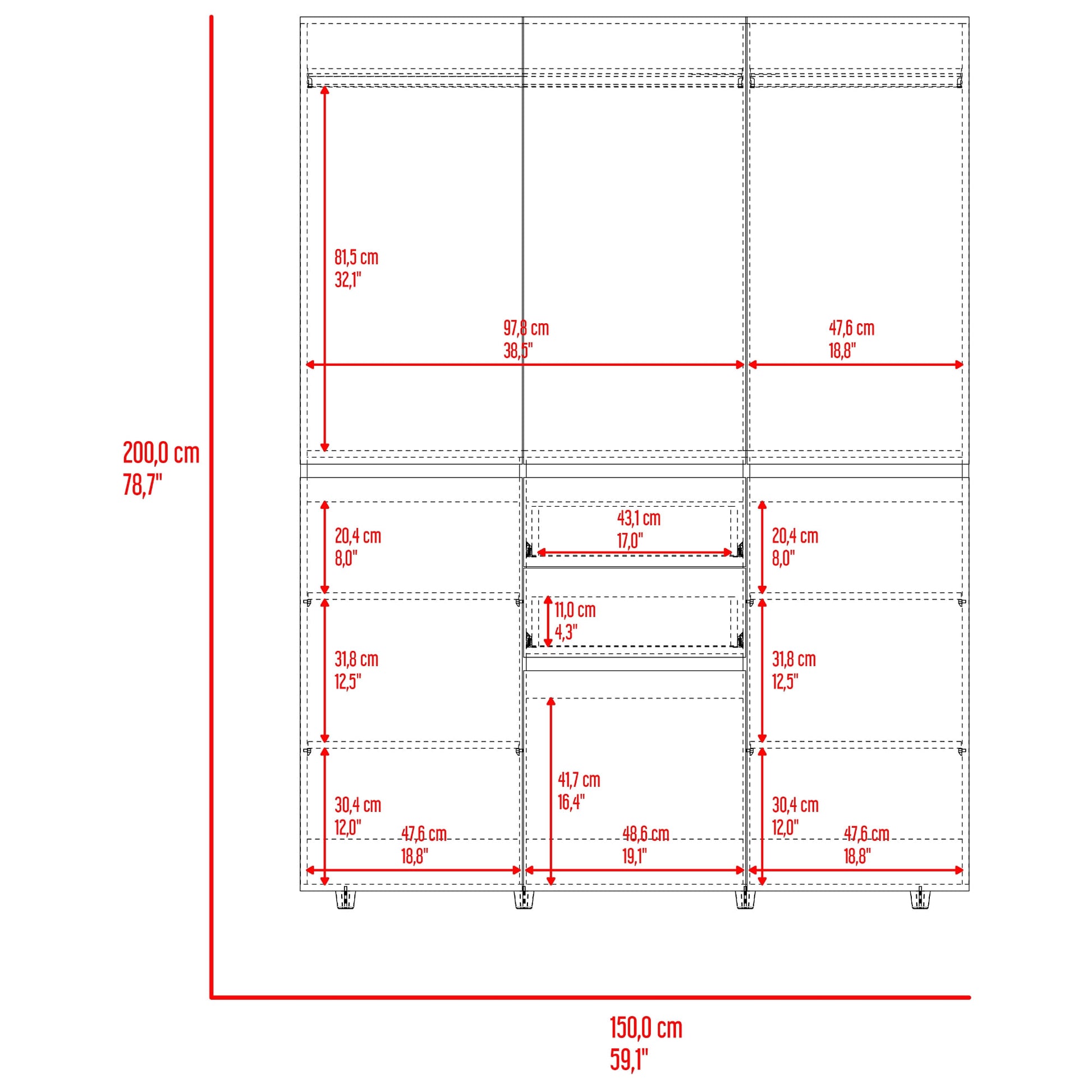 Closet Bea 200X150X48 Rta Nogal Wengue