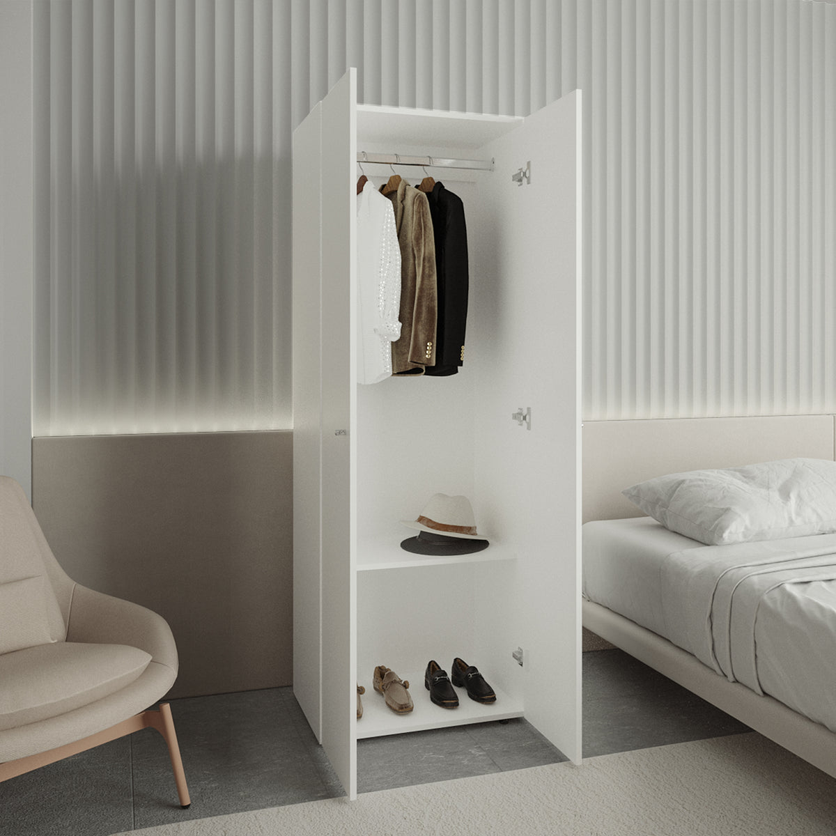 Closet 2 Puertas E1 Tuhogar 170X60X40 Rta Blanco N/A