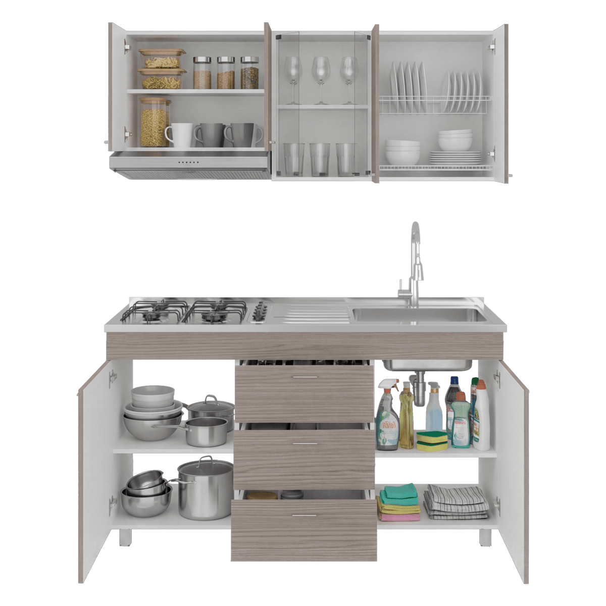 Cocina 150 Lumina Der 60X150X31 Rta Blanco Positano