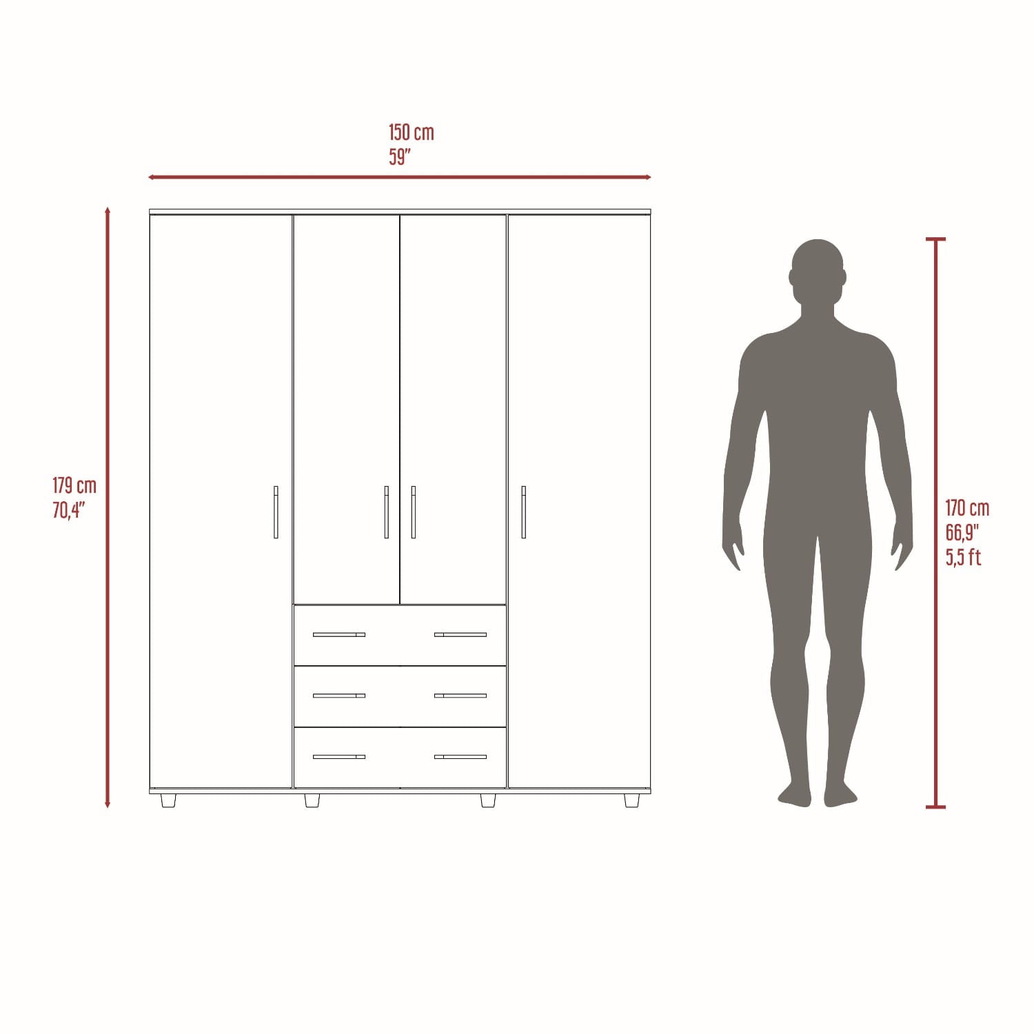 Closet Fontan 179X150X49 Rta Fresno Europeo