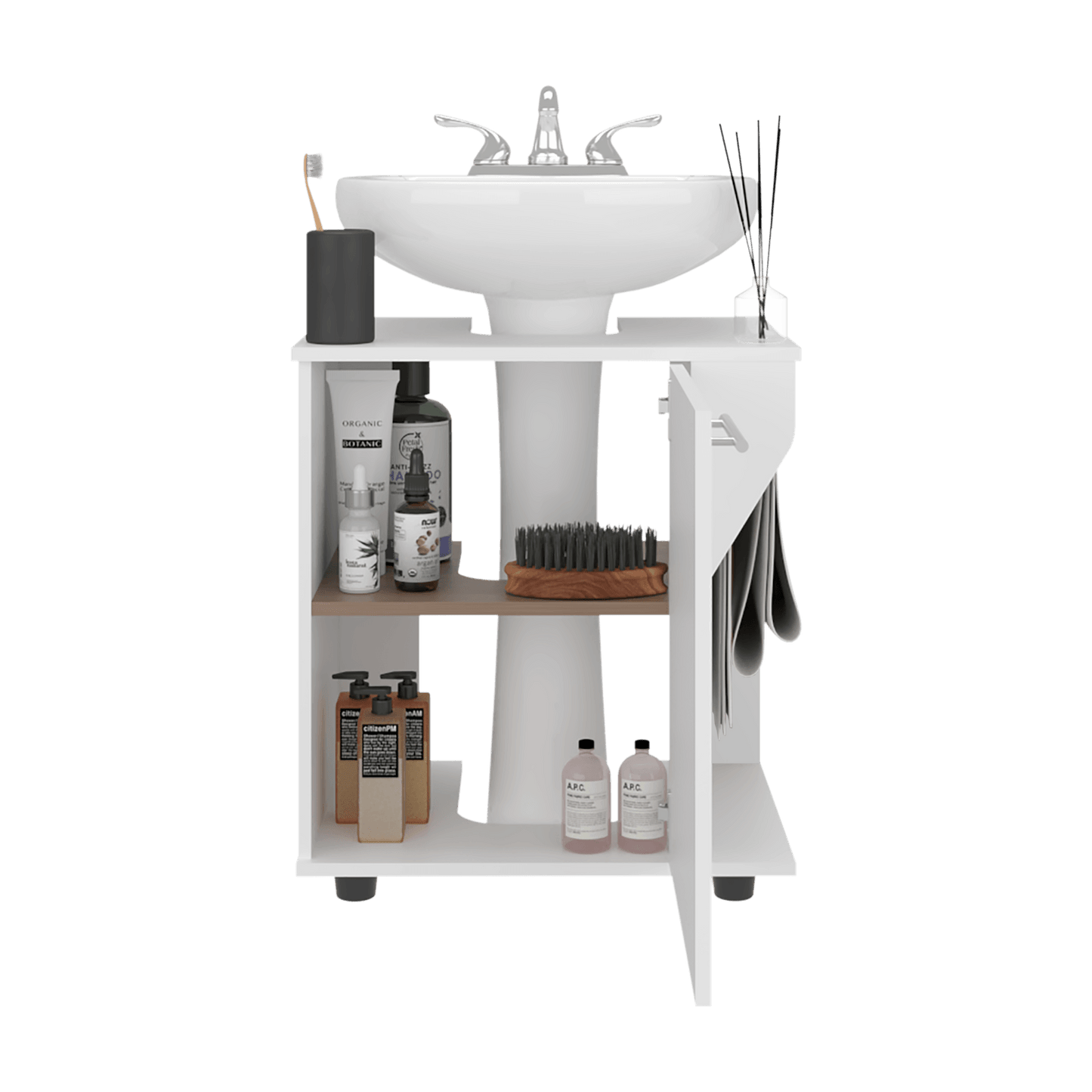 Mueble Lavamanos De Pedestal Phillips 62X56X41 Rta Blanco Zf