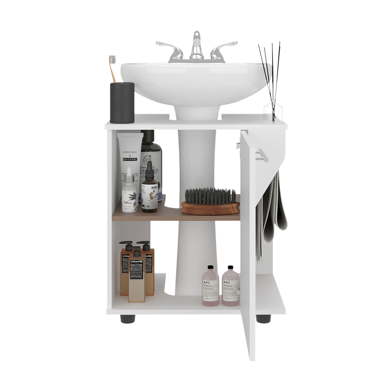 Mueble Lavamanos De Pedestal Phillips 62X56X41 Rta Blanco Zf