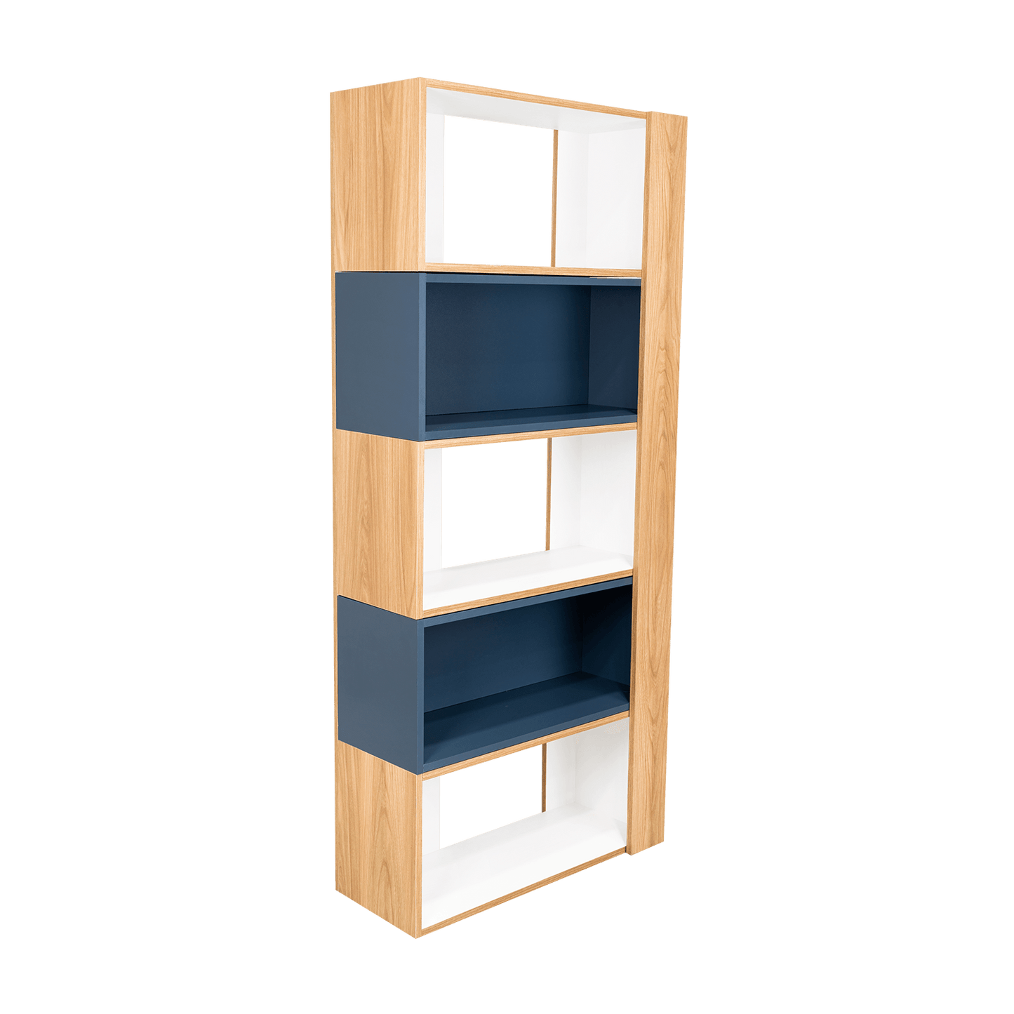 Biblioteca Beijing  161X70X28 Rta Fresno/Blanco + Azul