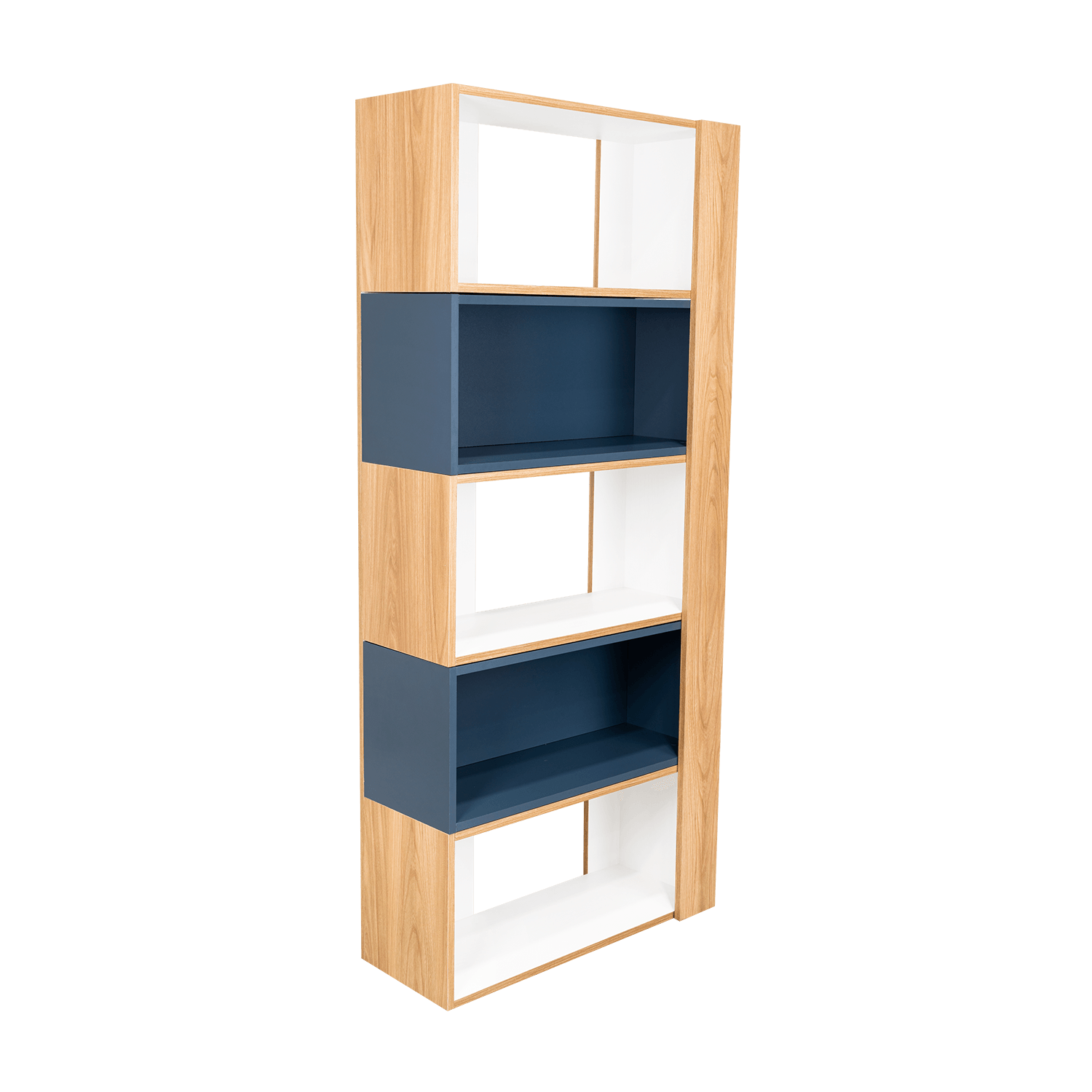 Biblioteca Beijing  161X70X28 Rta Fresno/Blanco + Azul