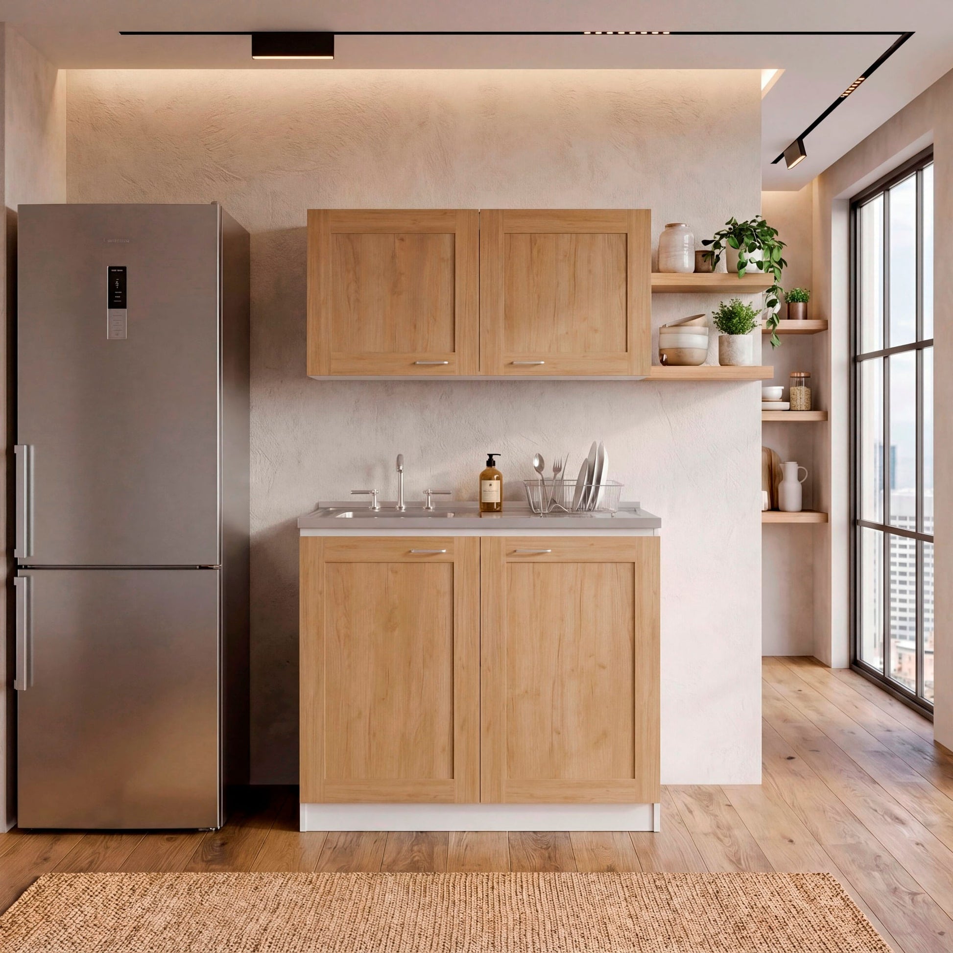 Cocina Zurich 49X100X32 Rta Blanco Fresno Zf
