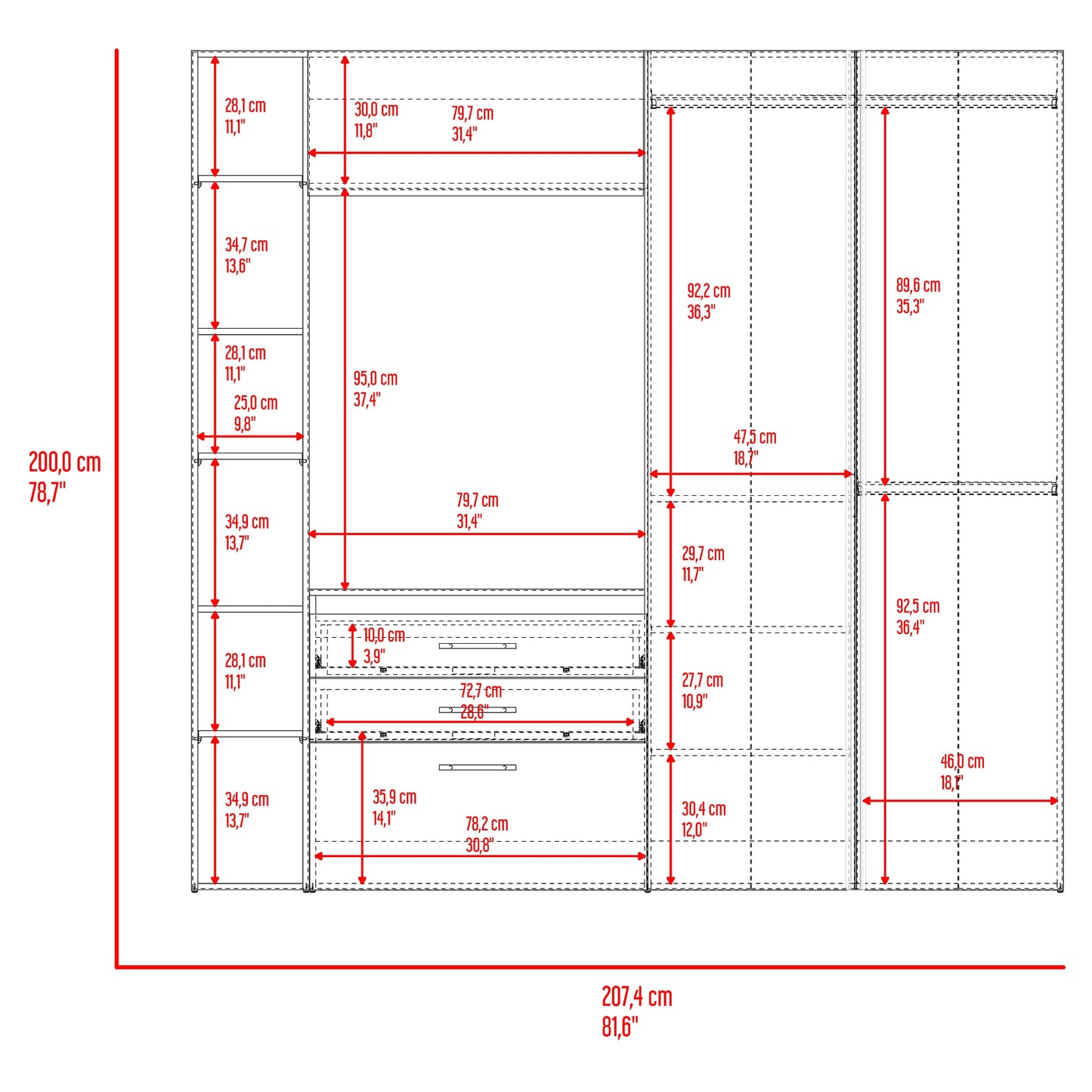 Closet Biblioteca Brunson 200X207X48 Rta Fresno Wengue