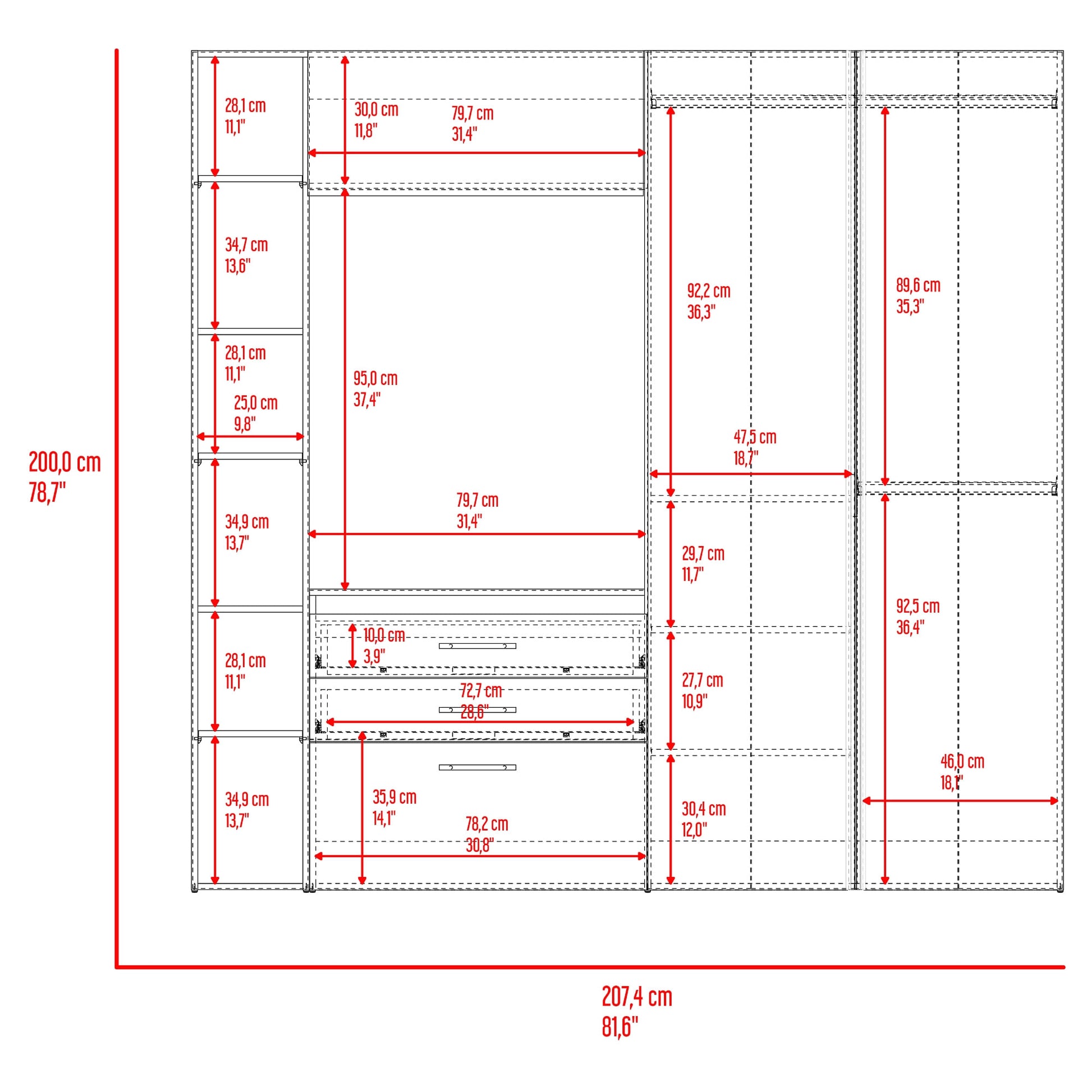 Closet Biblioteca Brunson 200X207X48 Rta Fresno Wengue