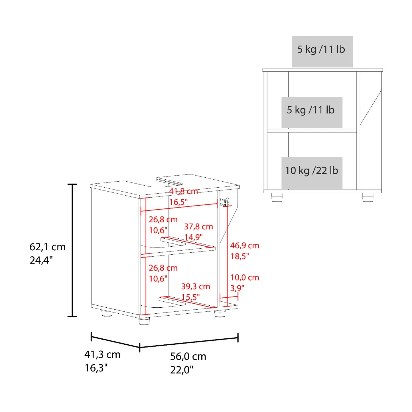 Mueble Lavamanos De Pedestal Phillips 62X56X41 Rta Blanco