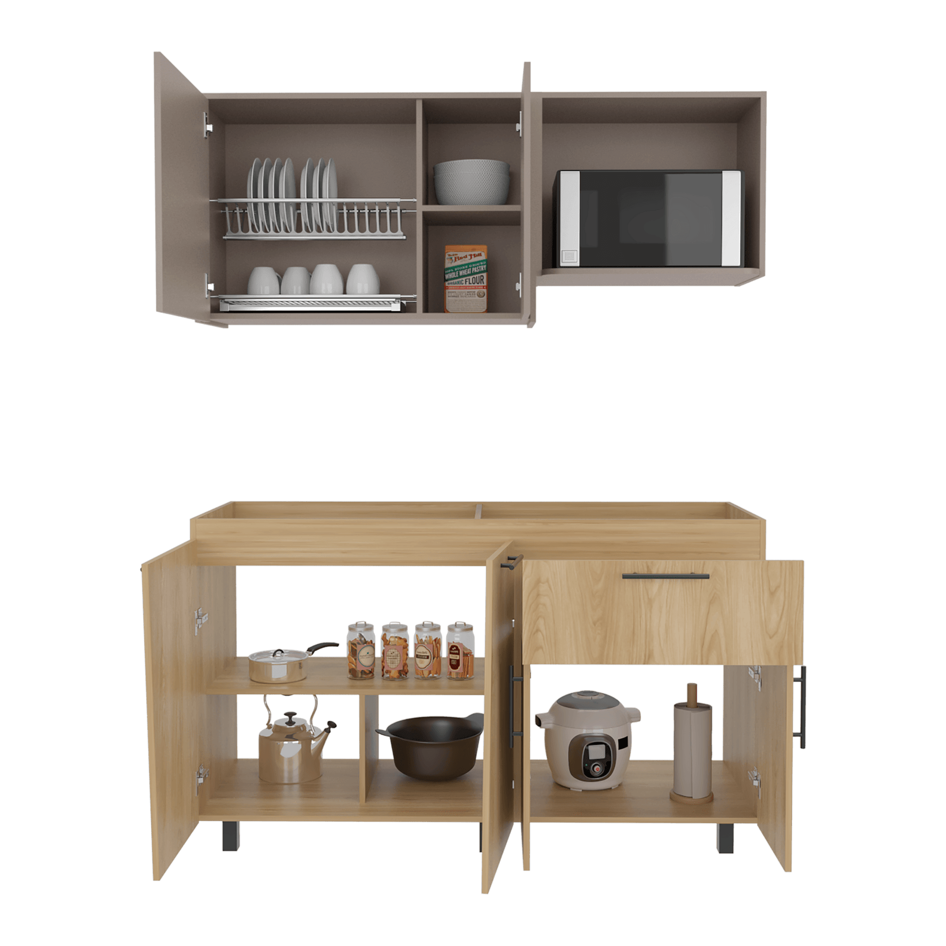 Cocina 150 Emilia 60X150X35 Rta Fresno Eu Taupe